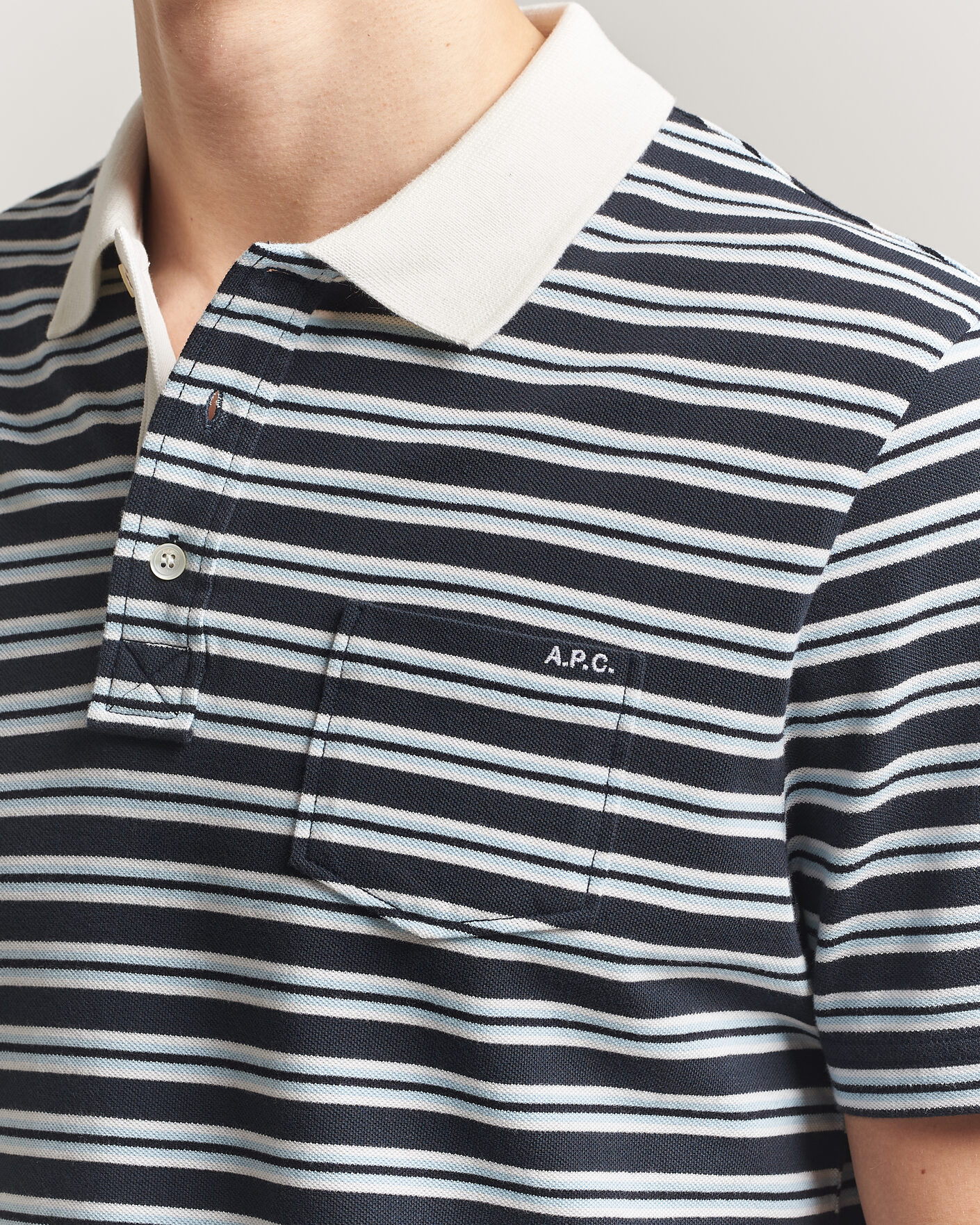Uomini | Polo | A.P.C. | Oscar Striped Polo Dark Navy