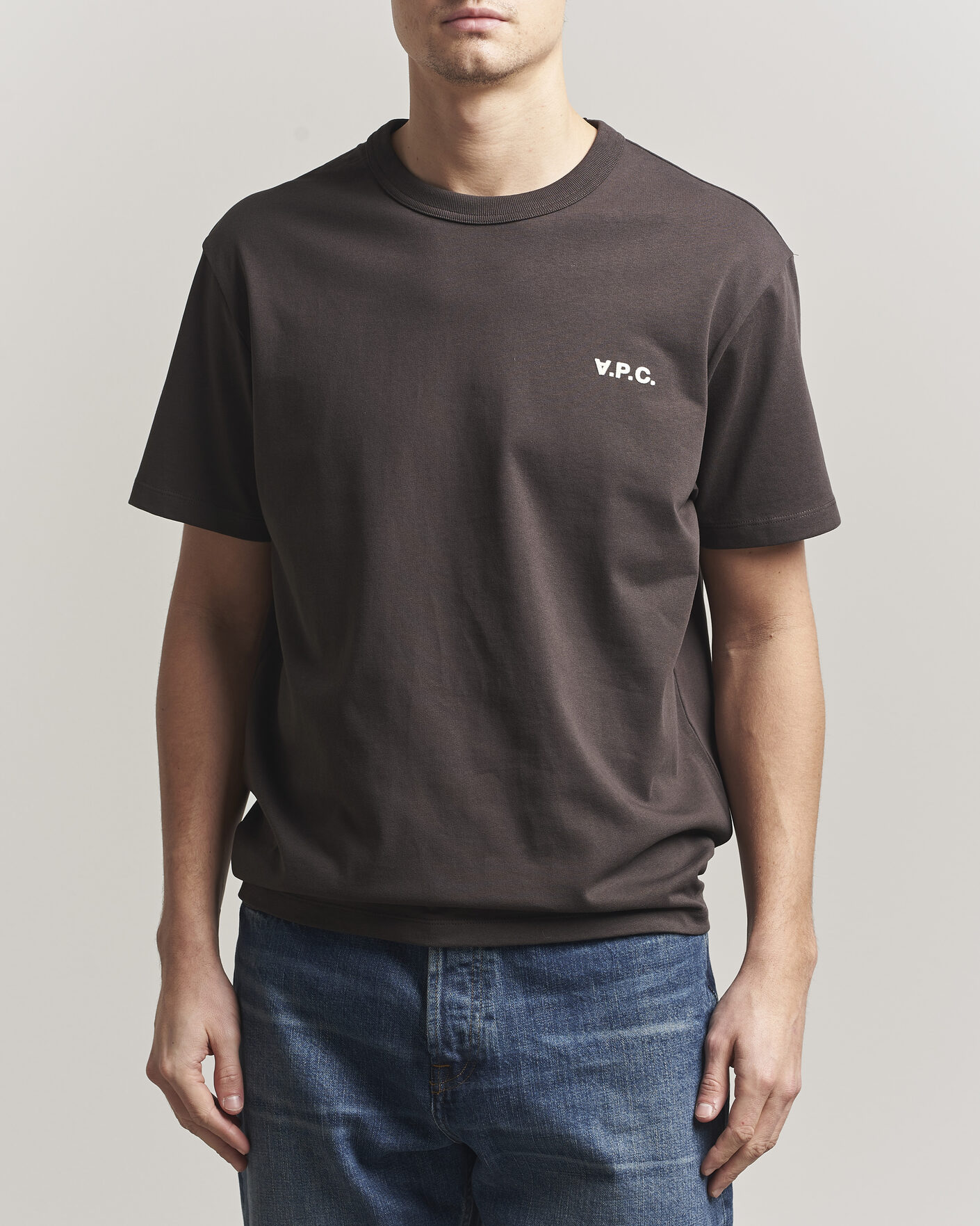 Uomini | T-shirt | A.P.C. | Boxy Fit Petit VPC T-Shirt Ecru Brown