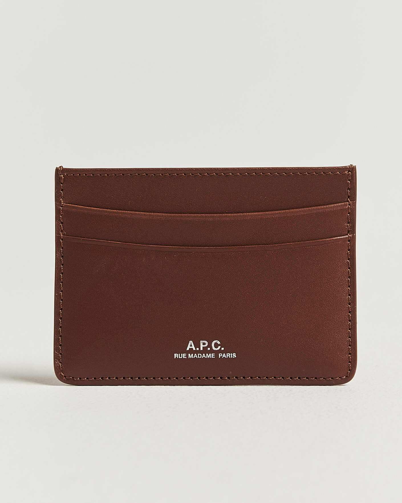 Uomini | Portafogli | A.P.C. | Calf Leather Card Holder Hazelnut