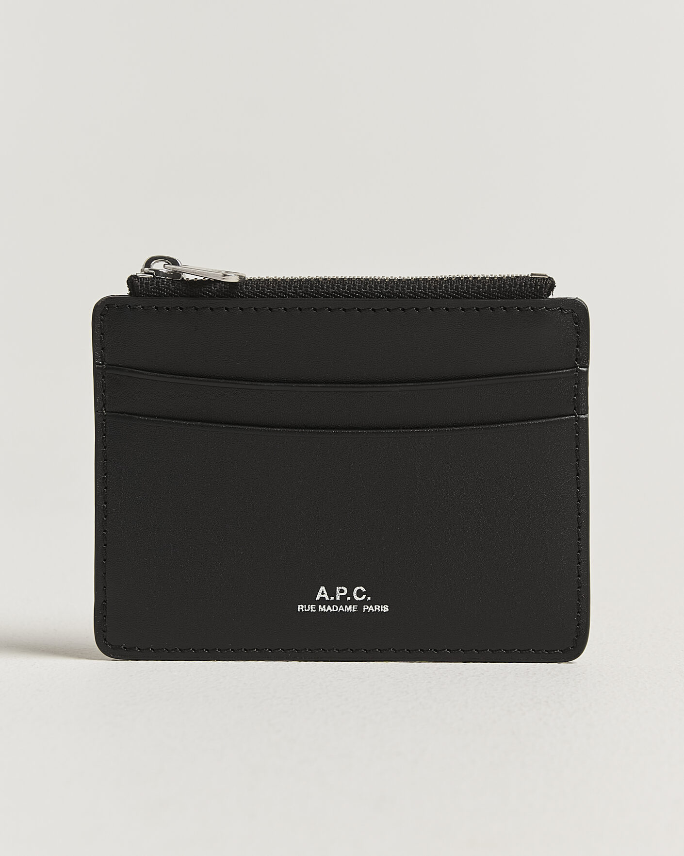 Uomini | Portafogli | A.P.C. | Zip Calf Leather Card Holder Black