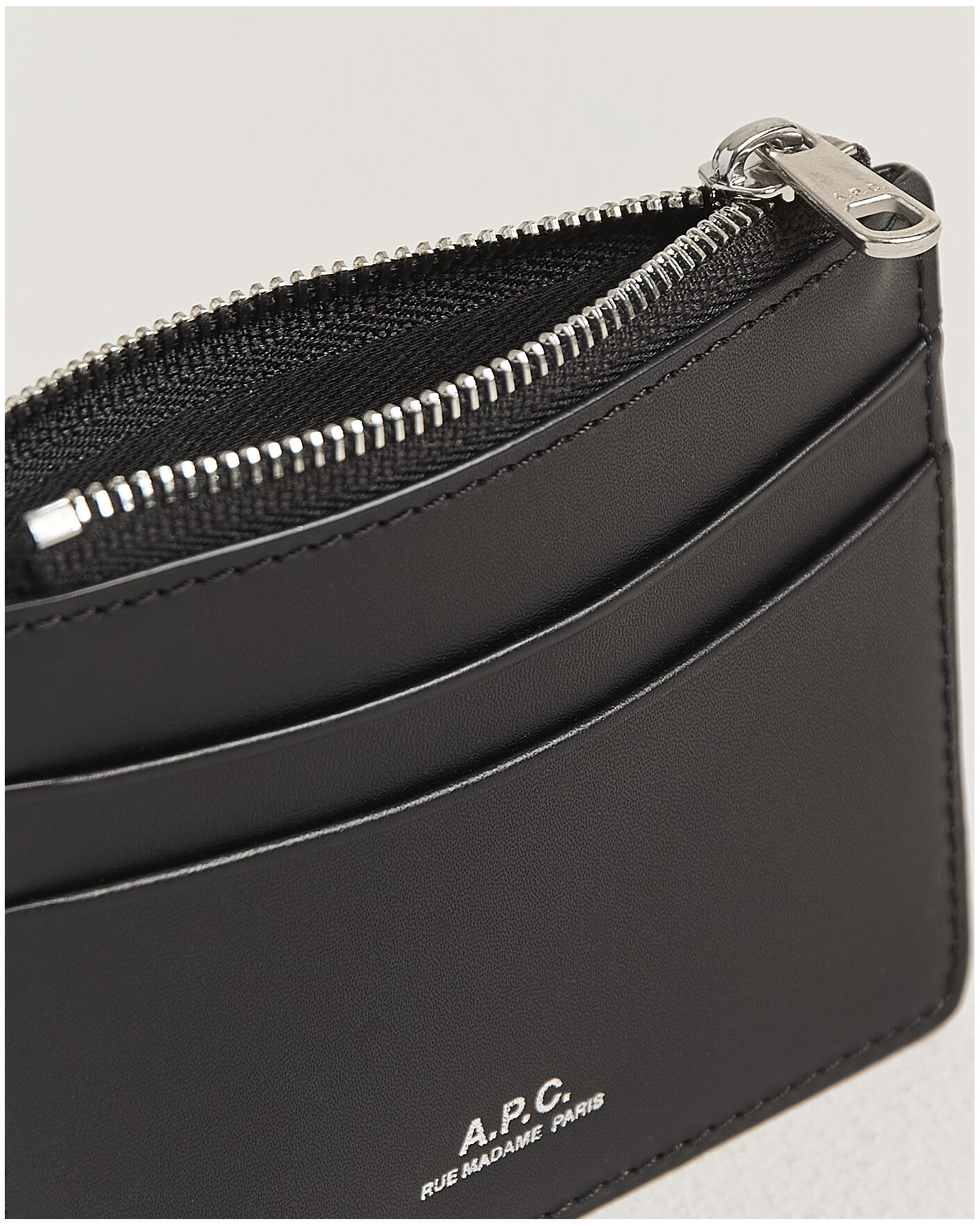 Uomini | Portafogli | A.P.C. | Zip Calf Leather Card Holder Black