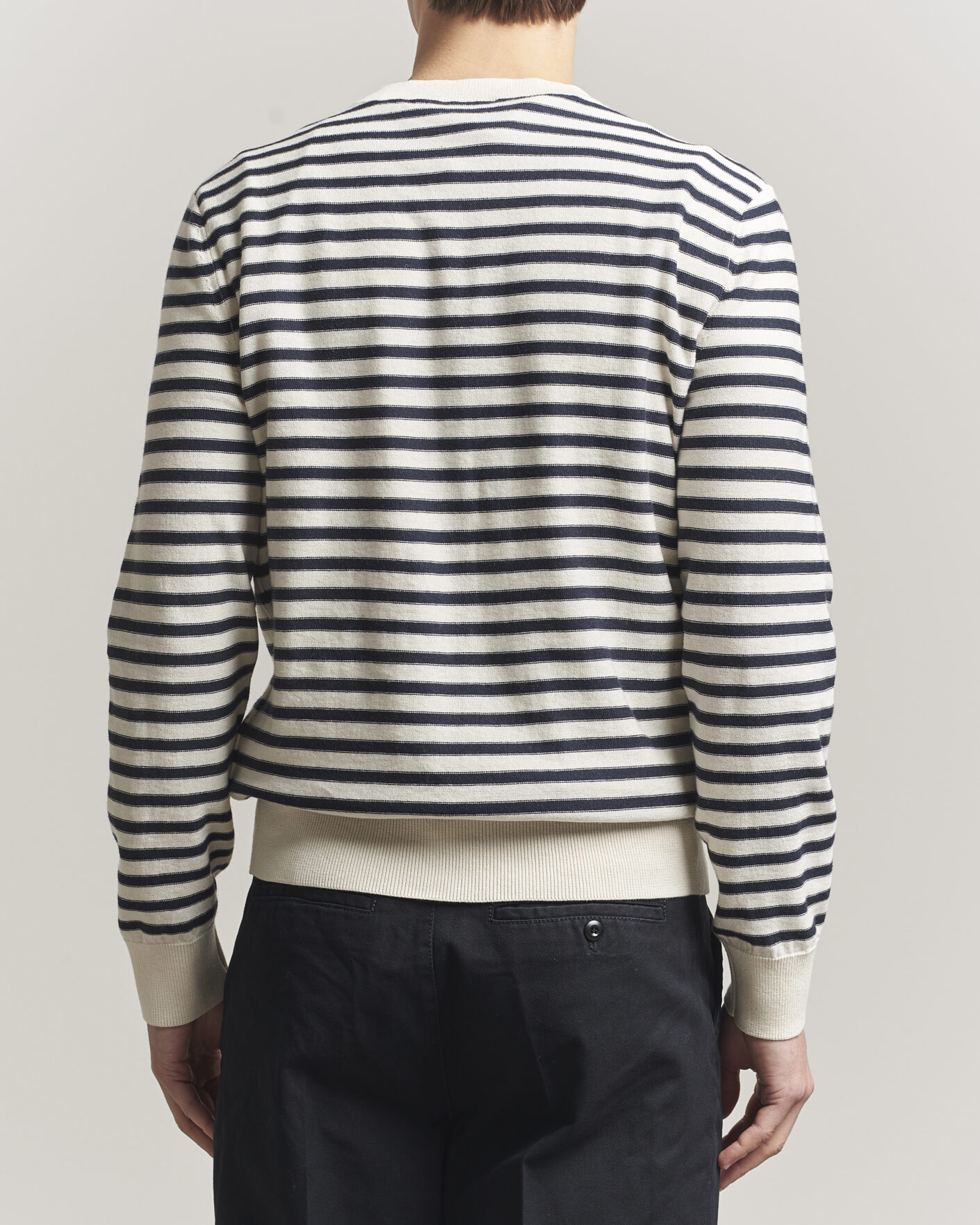 Uomini | Maglieria | A.P.C. | Paul Striped Knitted Sweater Ecru/Dark Navy