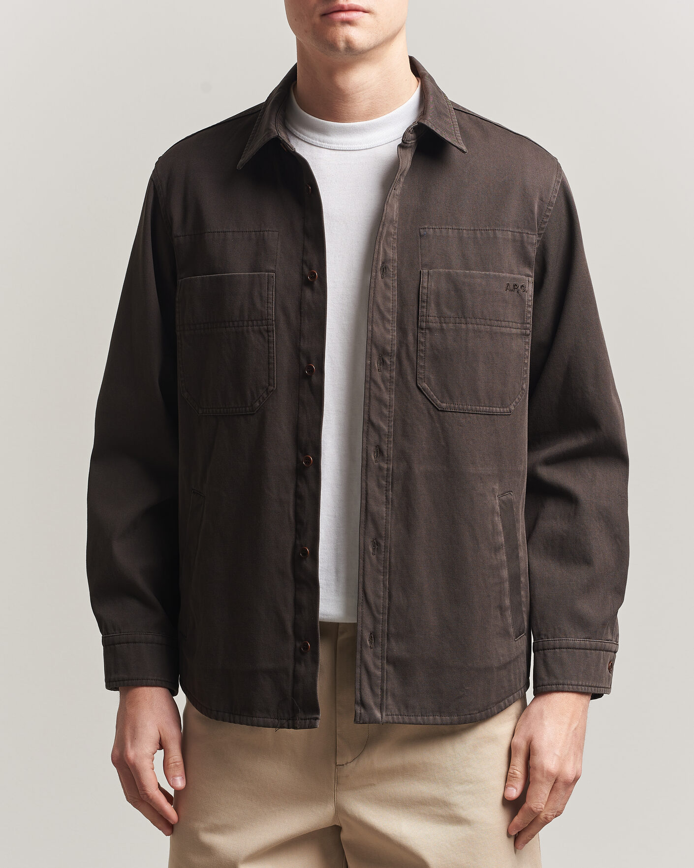 Uomini | Camicie | A.P.C. | Noah Cotton Overshirt Dark Brown