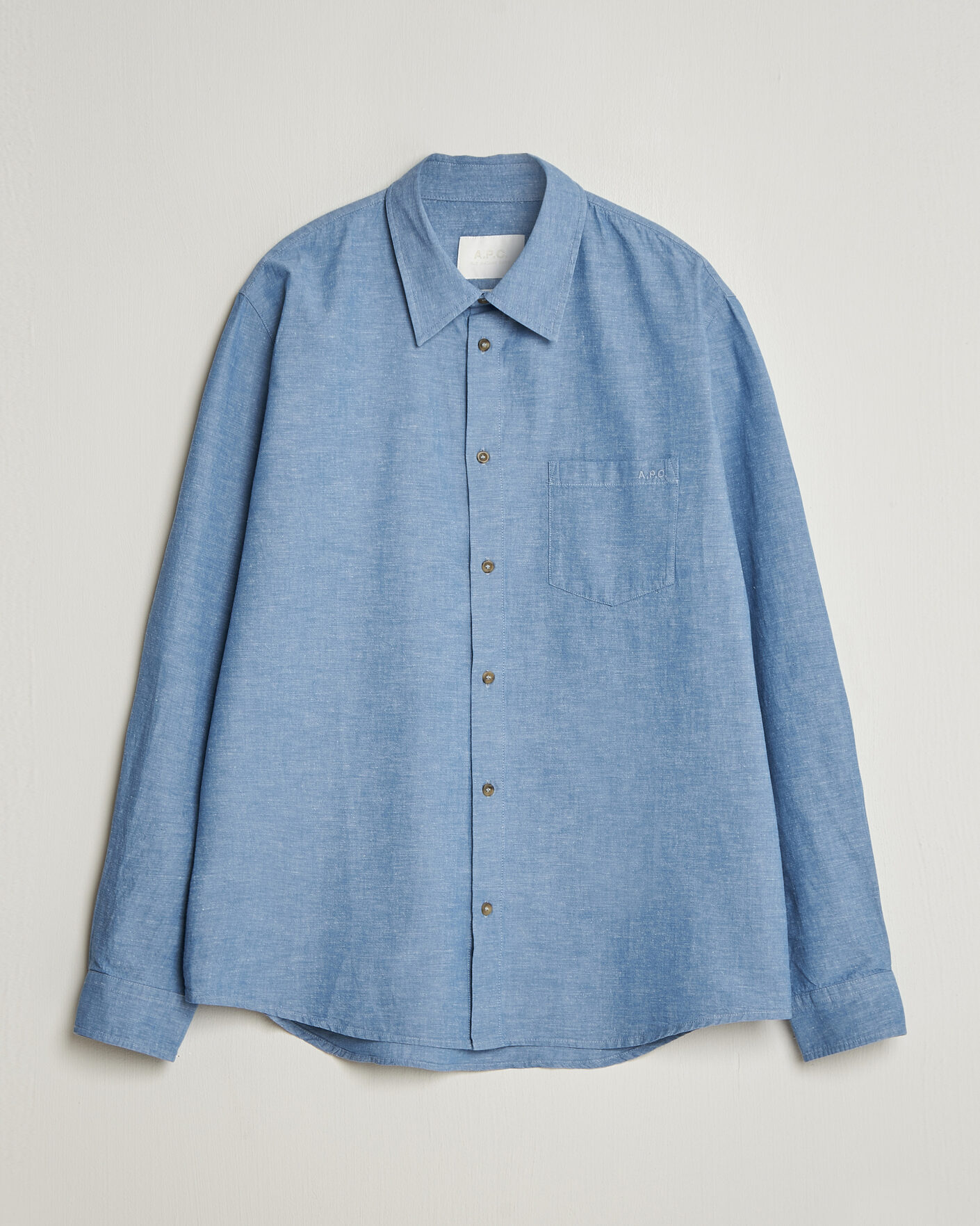 Uomini | Camicie | A.P.C. | Harris Cotton/Linen Shirt Blue