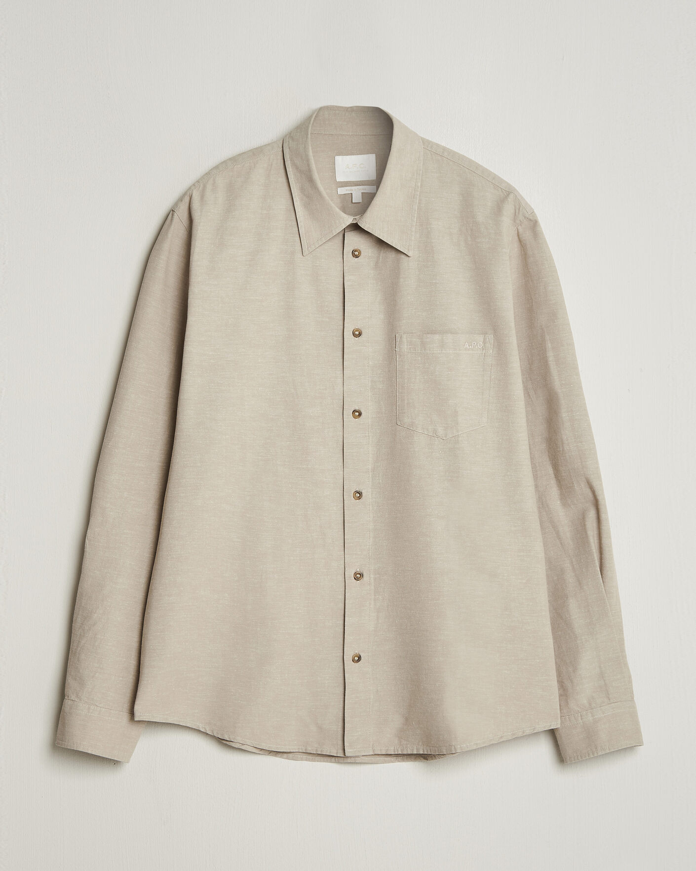 Uomini | Camicie | A.P.C. | Harris Cotton/Linen Shirt Sage Green
