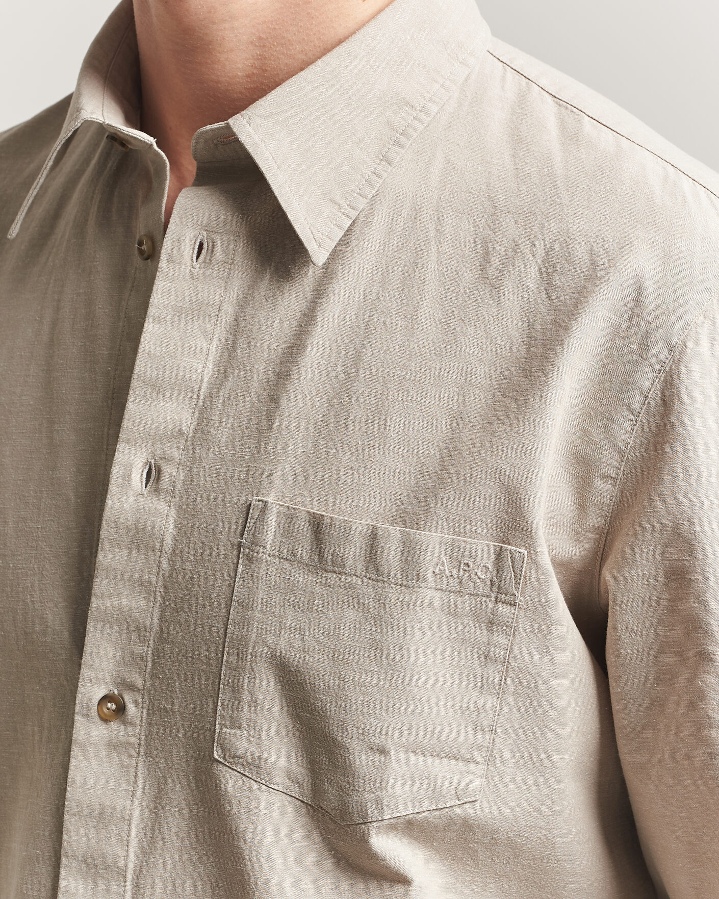 Uomini | Camicie | A.P.C. | Harris Cotton/Linen Shirt Sage Green