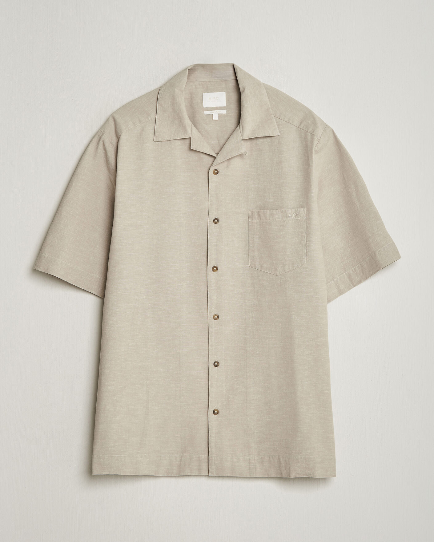 Uomini | Camicie | A.P.C. | Jude Cotton/Linen Short Sleeve Shirt Sage Green