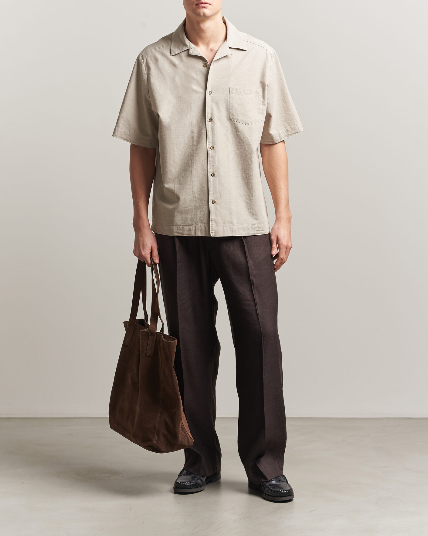 Uomini | Camicie | A.P.C. | Jude Cotton/Linen Short Sleeve Shirt Sage Green