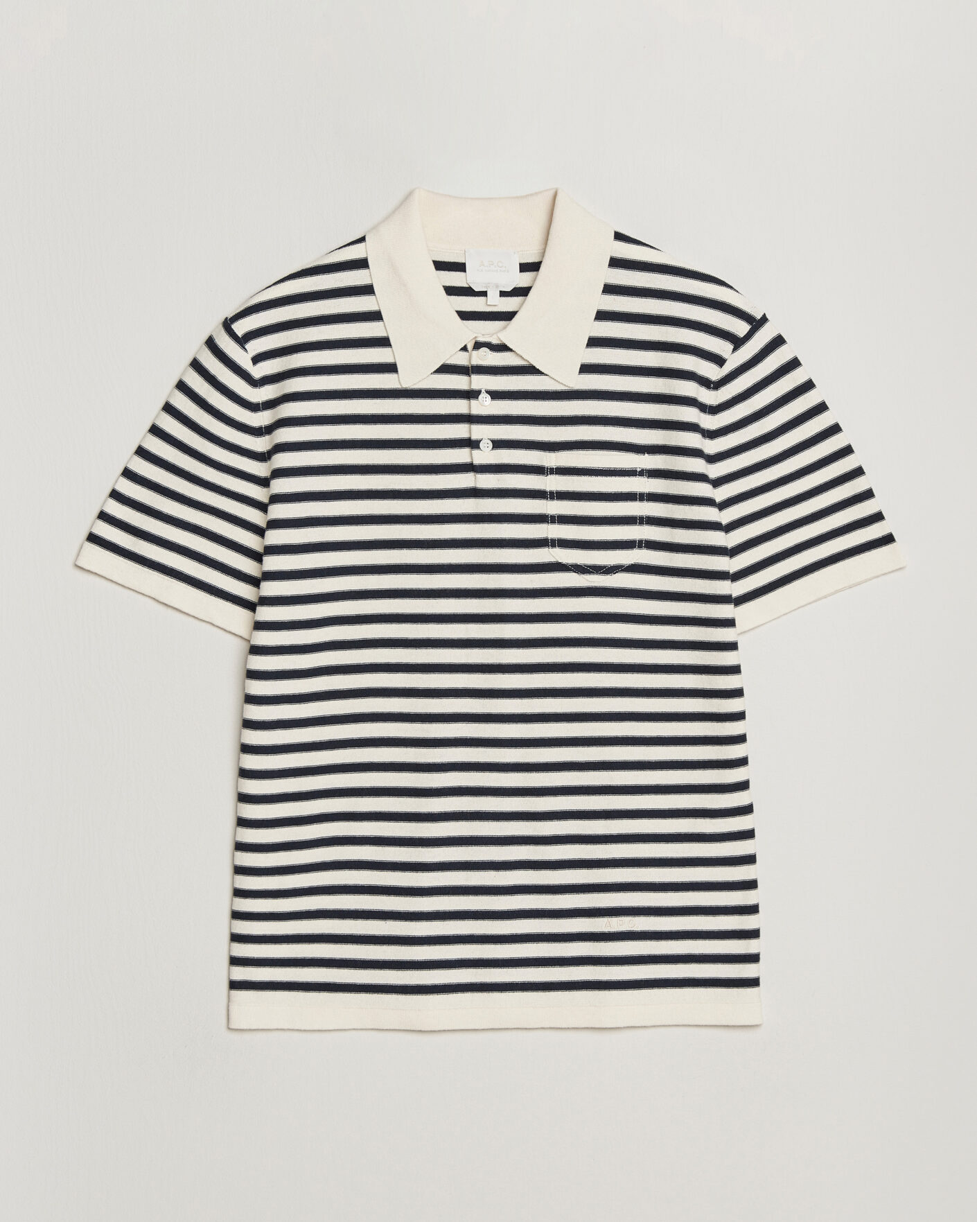 Uomini | Polo | A.P.C. | Eliot Cotton/Cashmere Knitted Polo Ecru/Navy