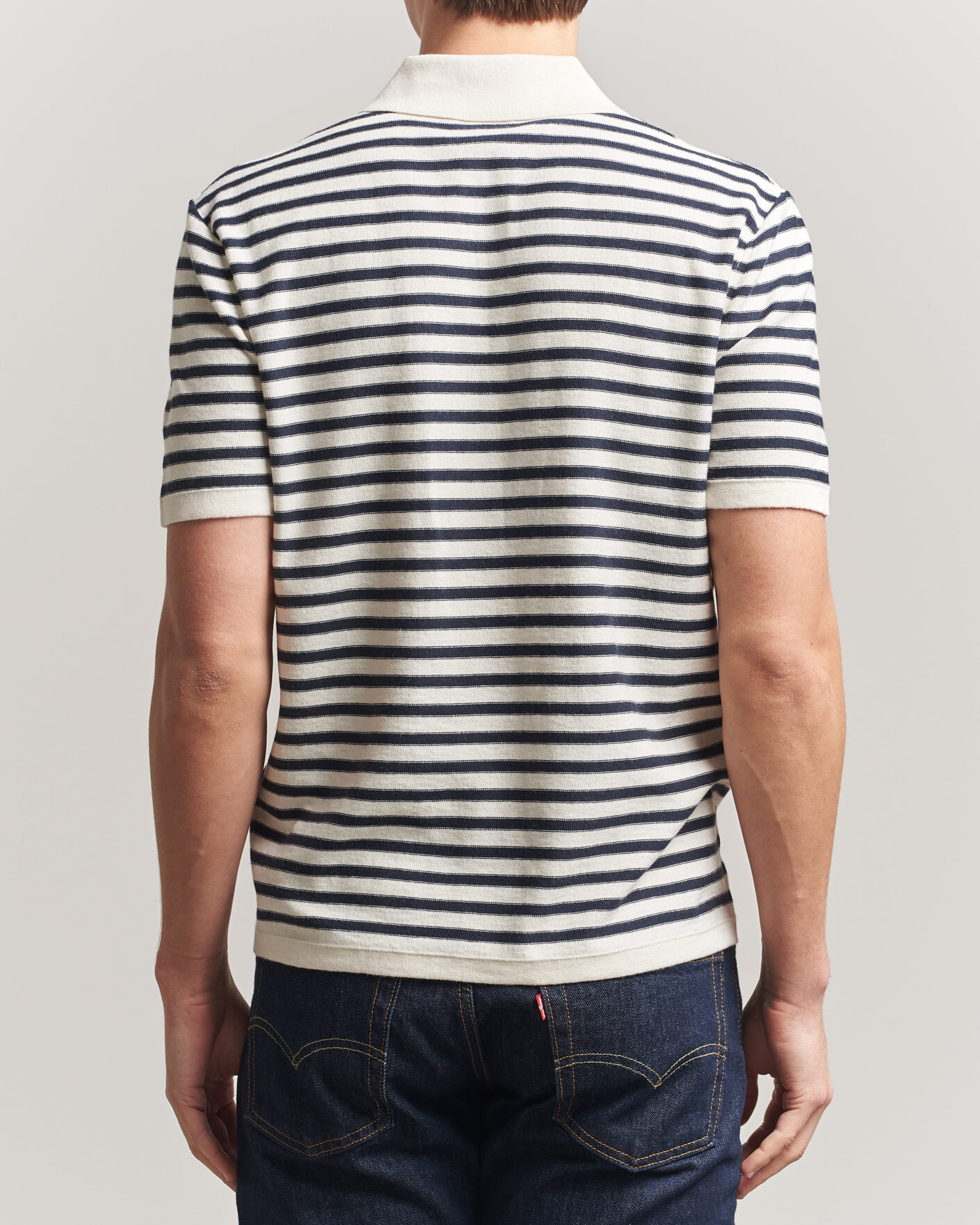 Uomini | Polo | A.P.C. | Eliot Cotton/Cashmere Knitted Polo Ecru/Navy