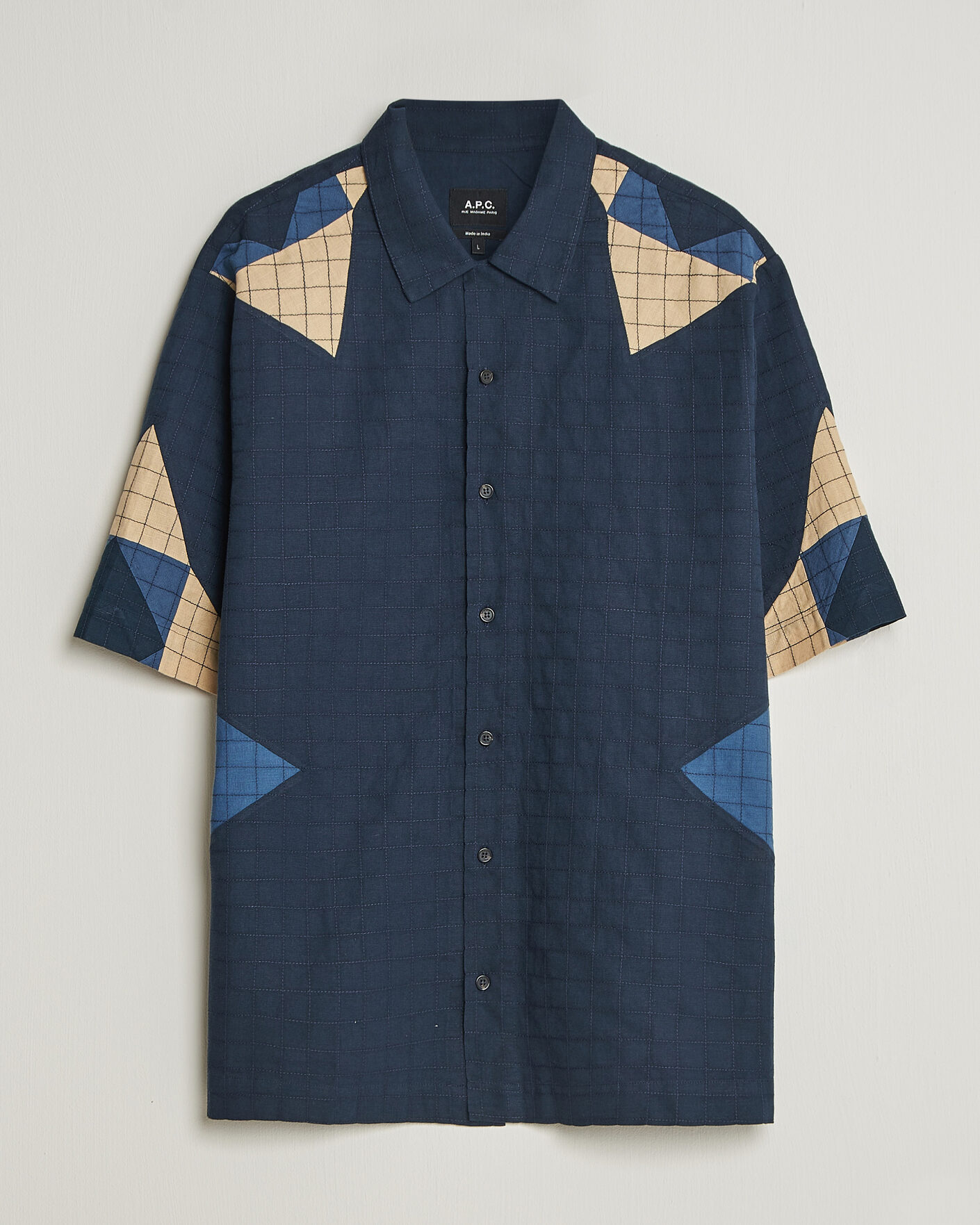 Uomini | Camicie | A.P.C. | Patchwork Short Sleeve Indigo