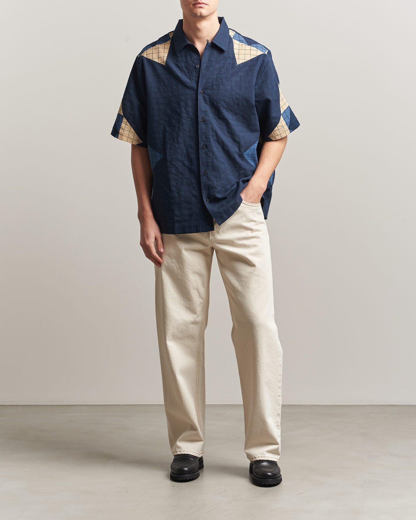 Uomini | Camicie | A.P.C. | Patchwork Short Sleeve Indigo