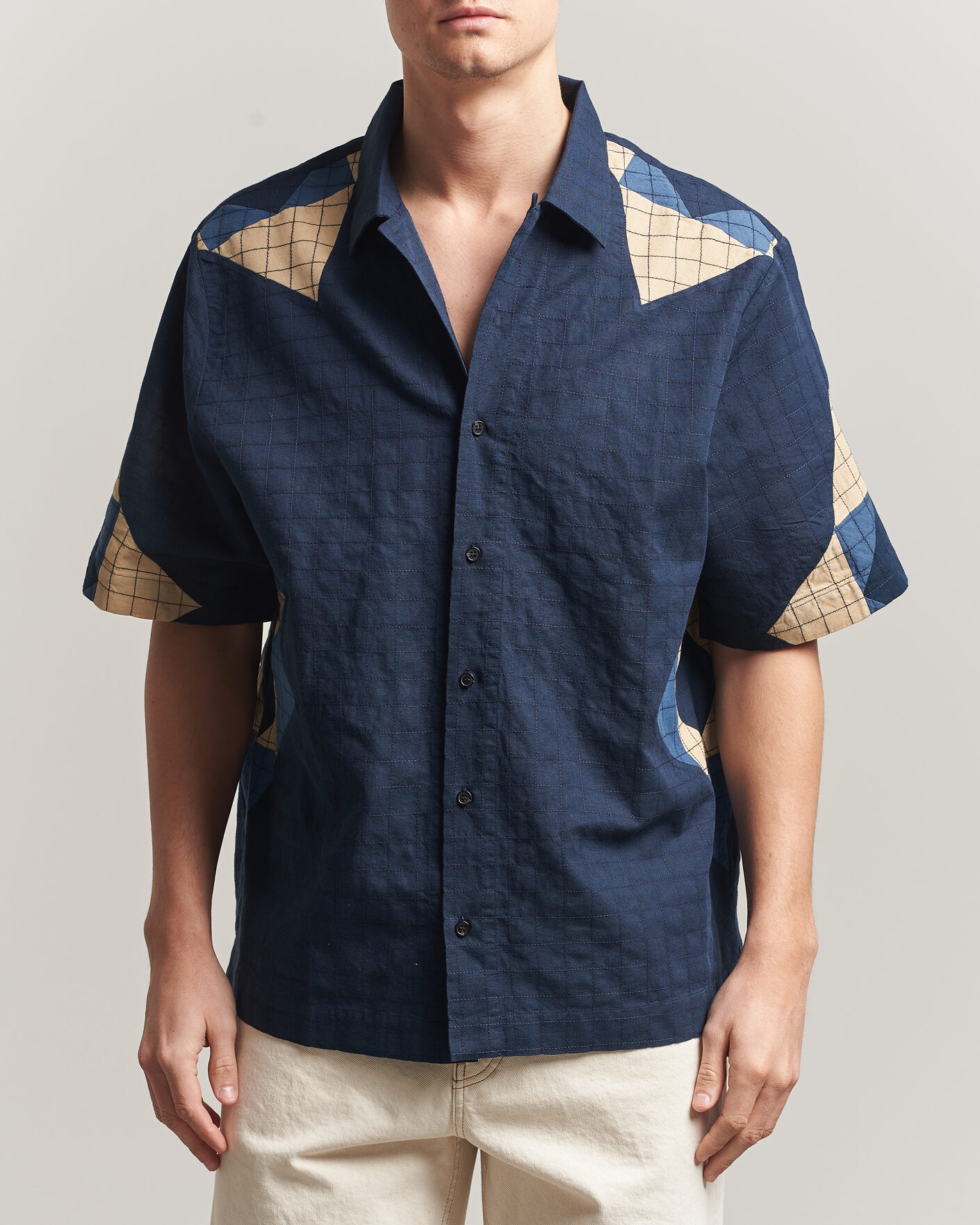 Uomini | Camicie | A.P.C. | Patchwork Short Sleeve Indigo