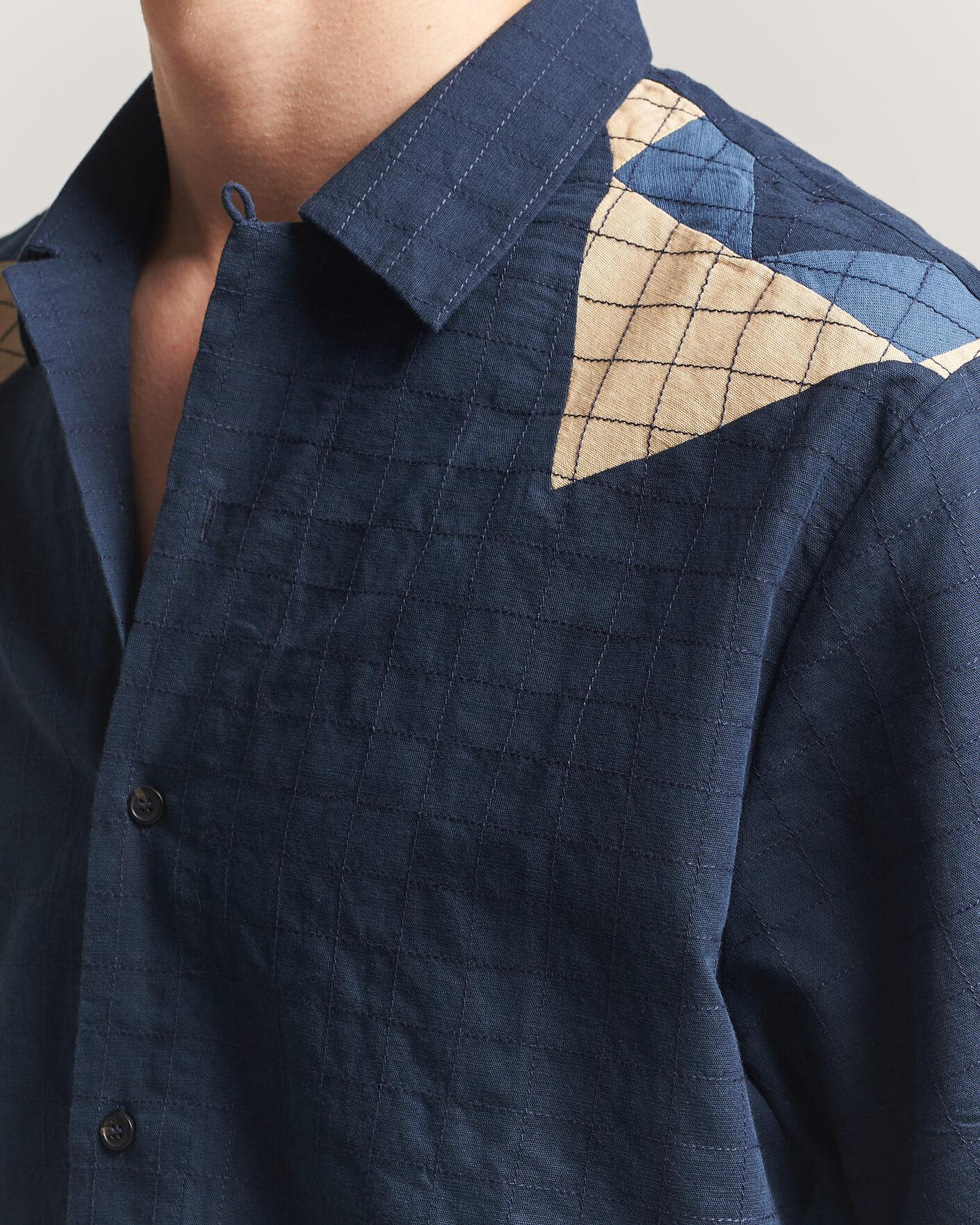 Uomini | Camicie | A.P.C. | Patchwork Short Sleeve Indigo