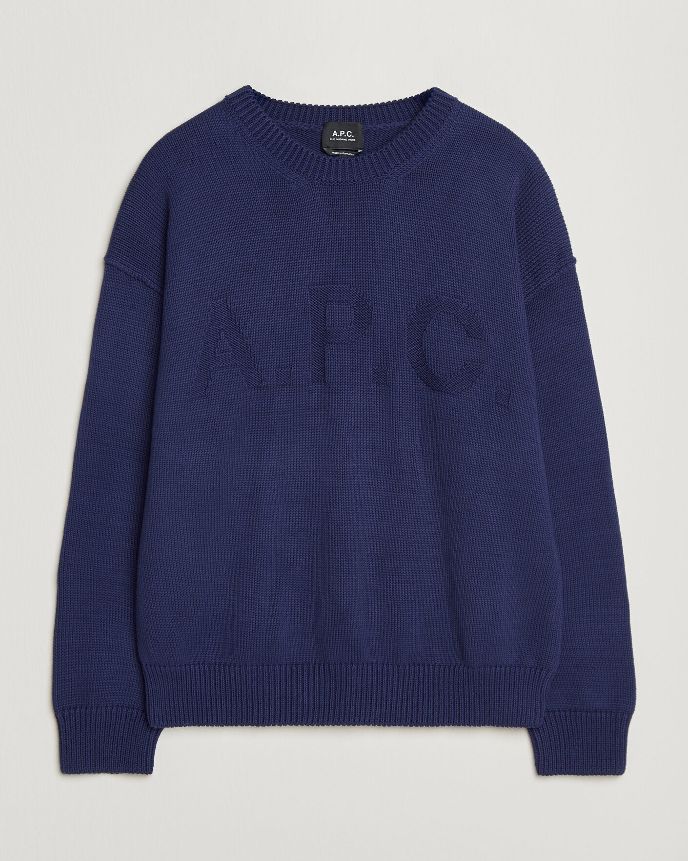 Uomini | Maglieria | A.P.C. | Leo Cotton Knitted Sweater Dark Blue