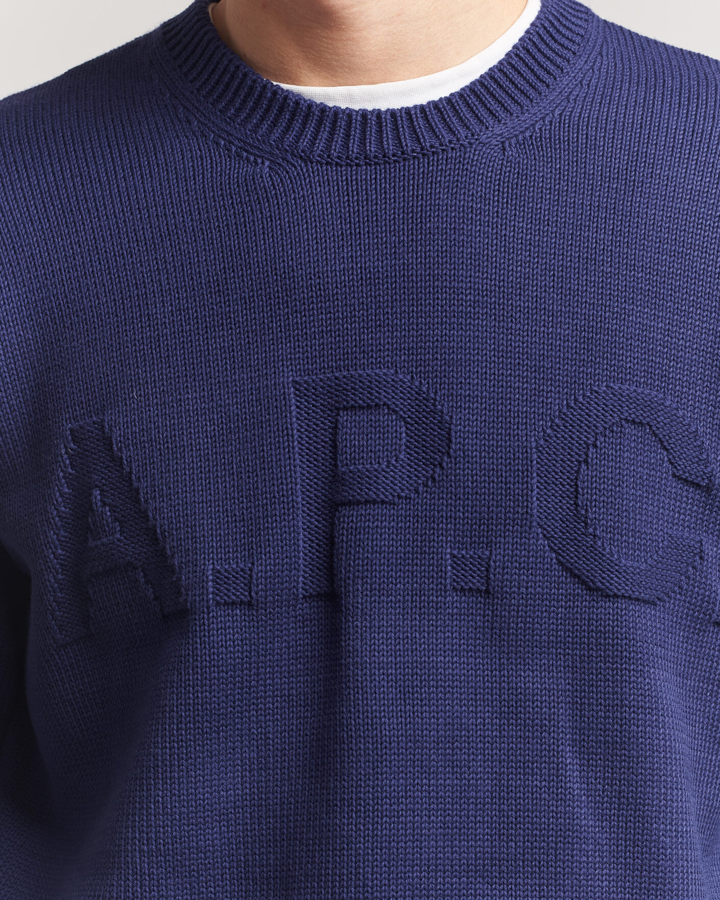 Uomini | Maglieria | A.P.C. | Leo Cotton Knitted Sweater Dark Blue