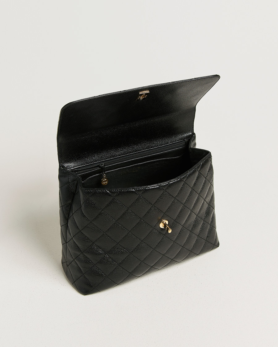 Uomini | Pre-Owned & Vintage Bags | Chanel Pre-Owned | Kelly Top Handle Bag Caviar Black