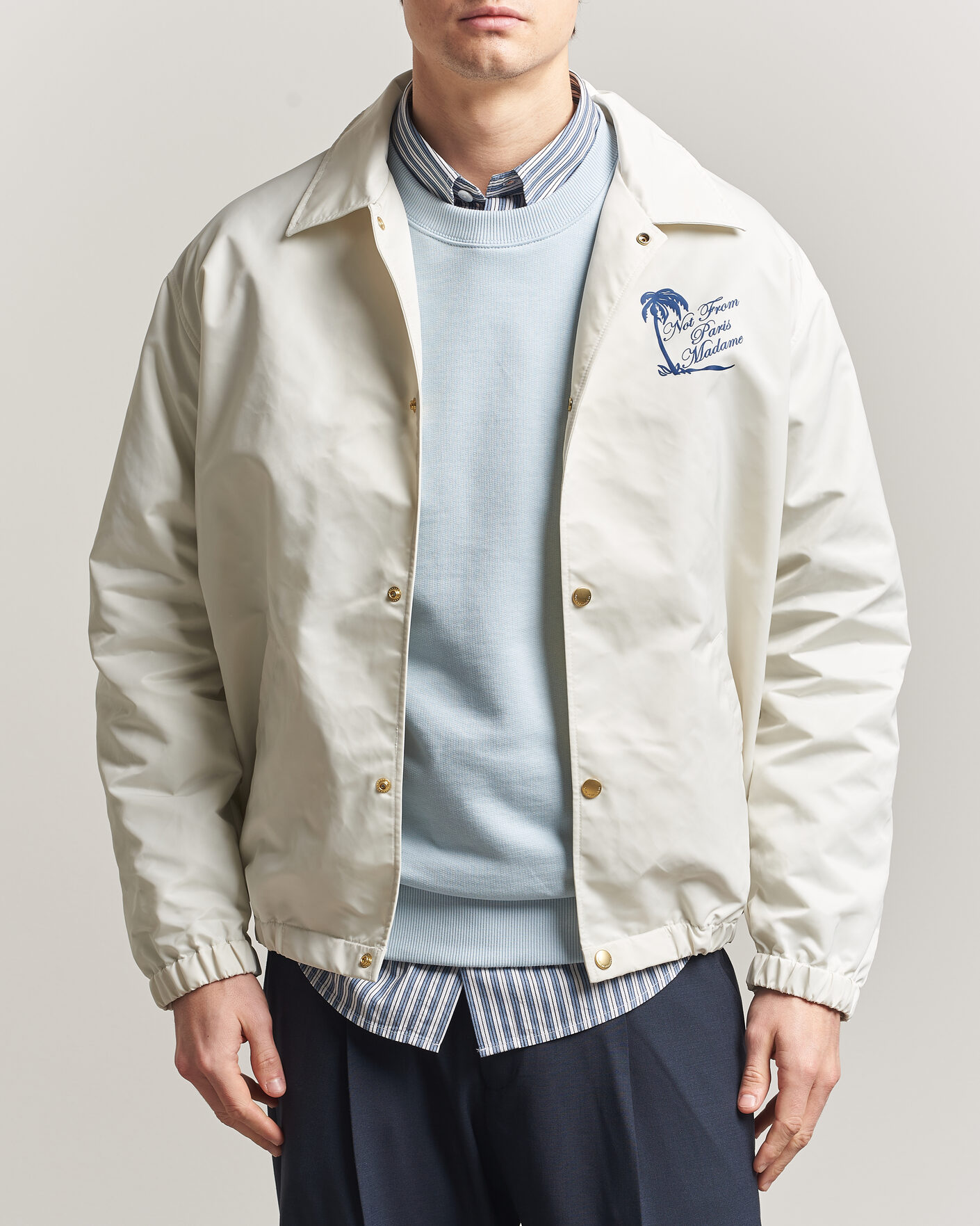 Uomini | Giacche | Drôle de Monsieur | Palmier Slogan Coach Jacket Off White