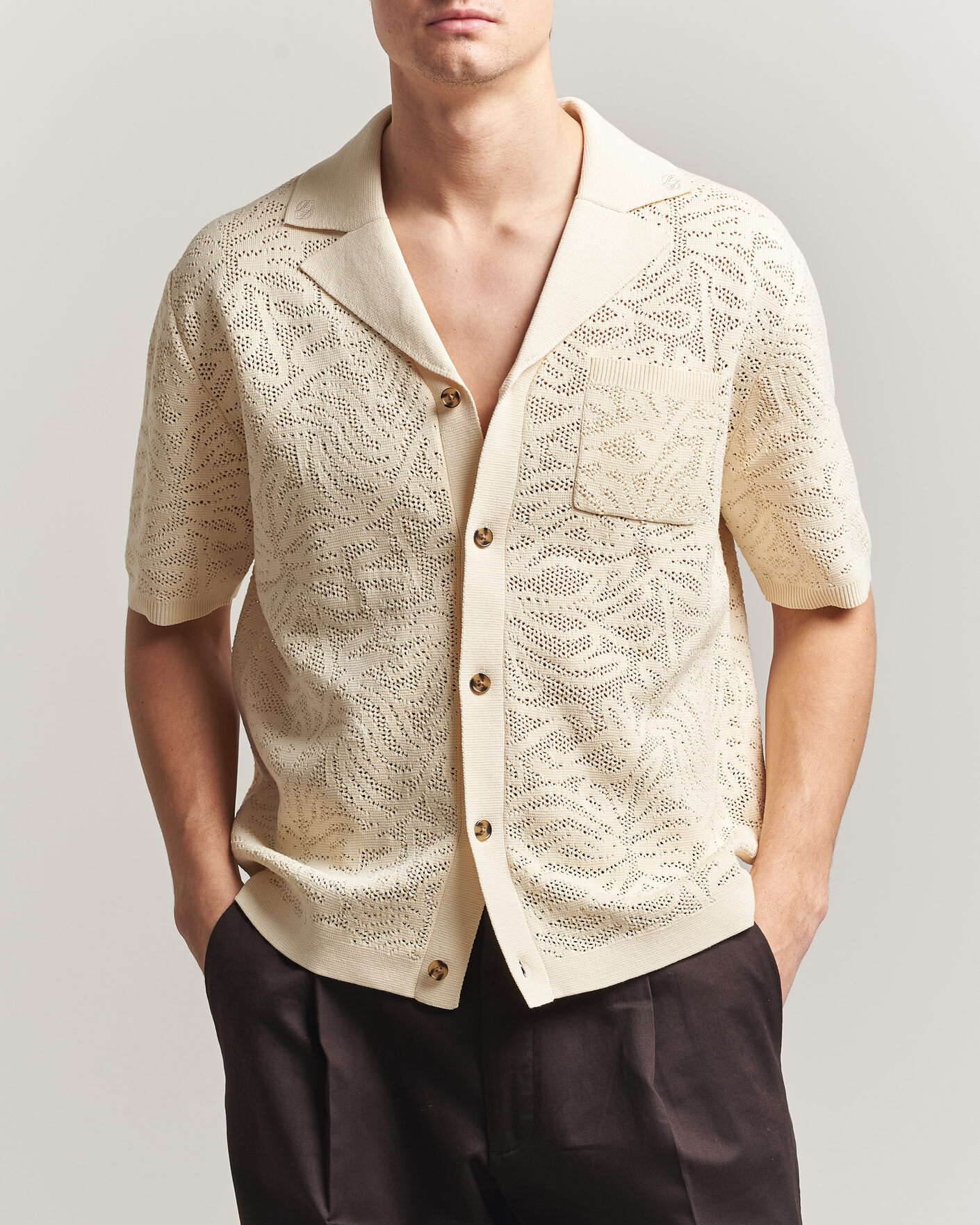 Uomini | Camicie | Drôle de Monsieur | Knitted Resort Shirt Off White