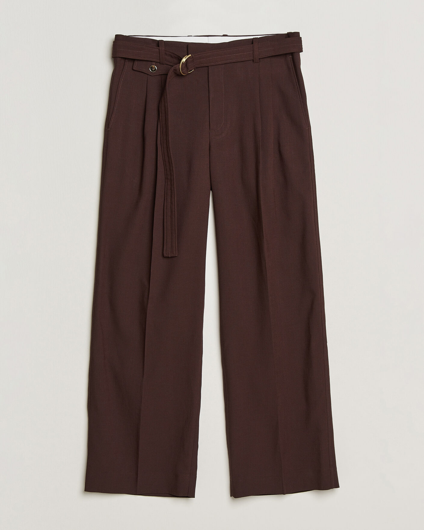 Uomini | Pantaloni | Drôle de Monsieur | Viscose Pleated Trousers Brown