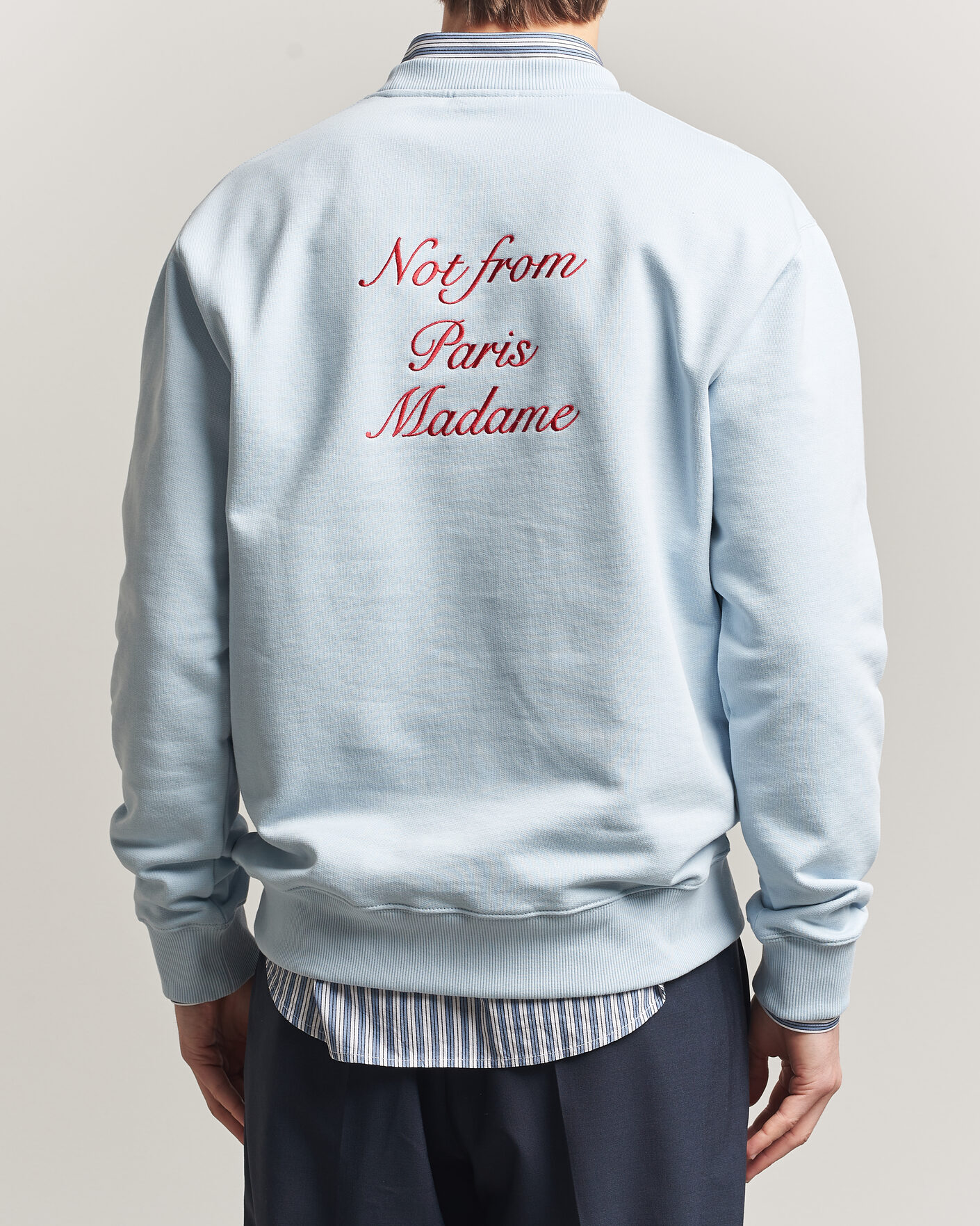 Uomini | Maglieria | Drôle de Monsieur | Slogan Cursive Sweatshirt Light Blue