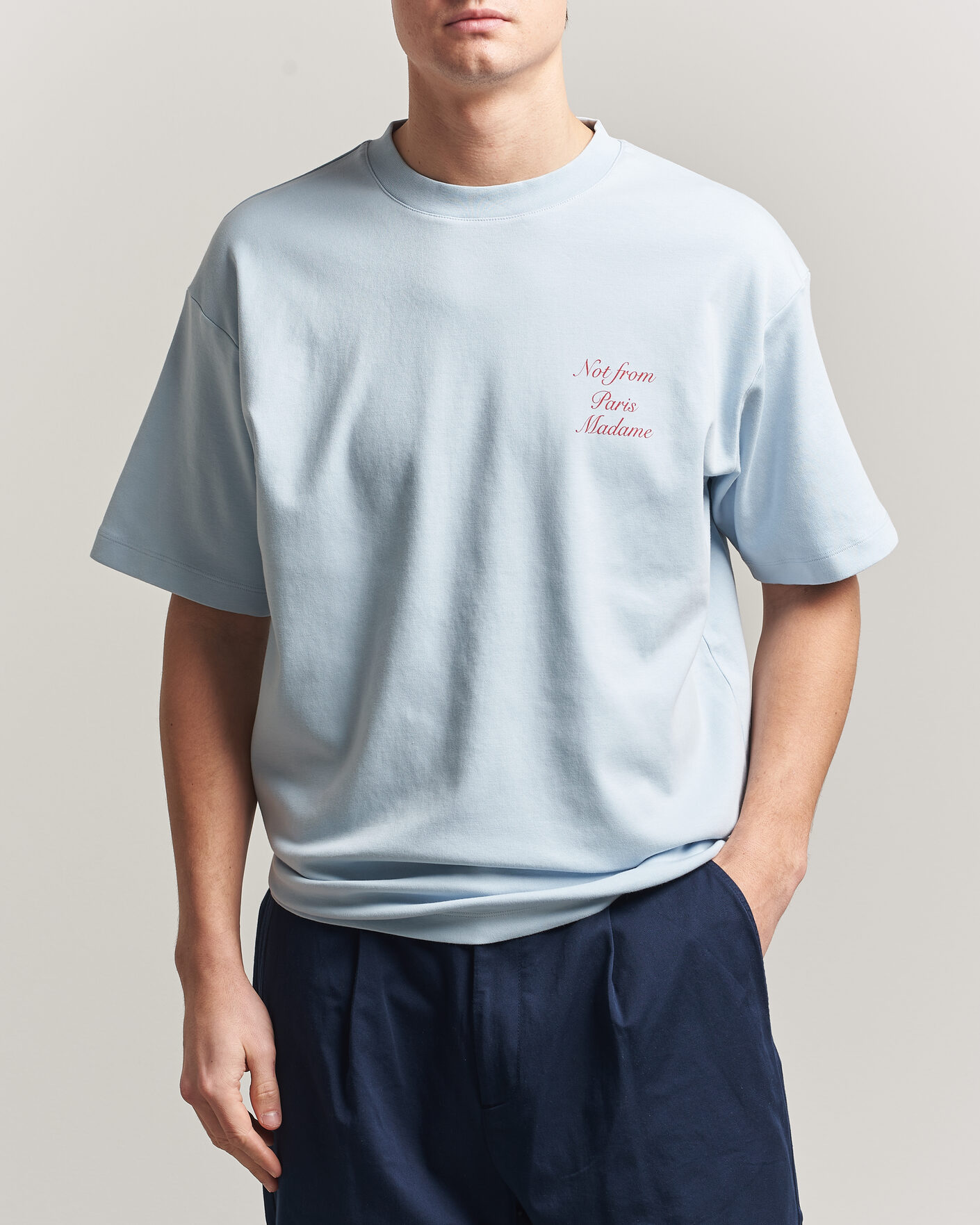 Uomini | T-shirt | Drôle de Monsieur | Slogan Cursive T-Shirt Light Blue