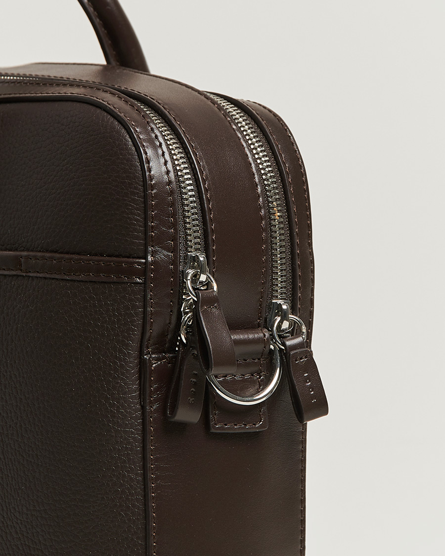 Uomini | Borse | Tiger of Sweden | Burin Grained Leather Briefcase Dark Brown