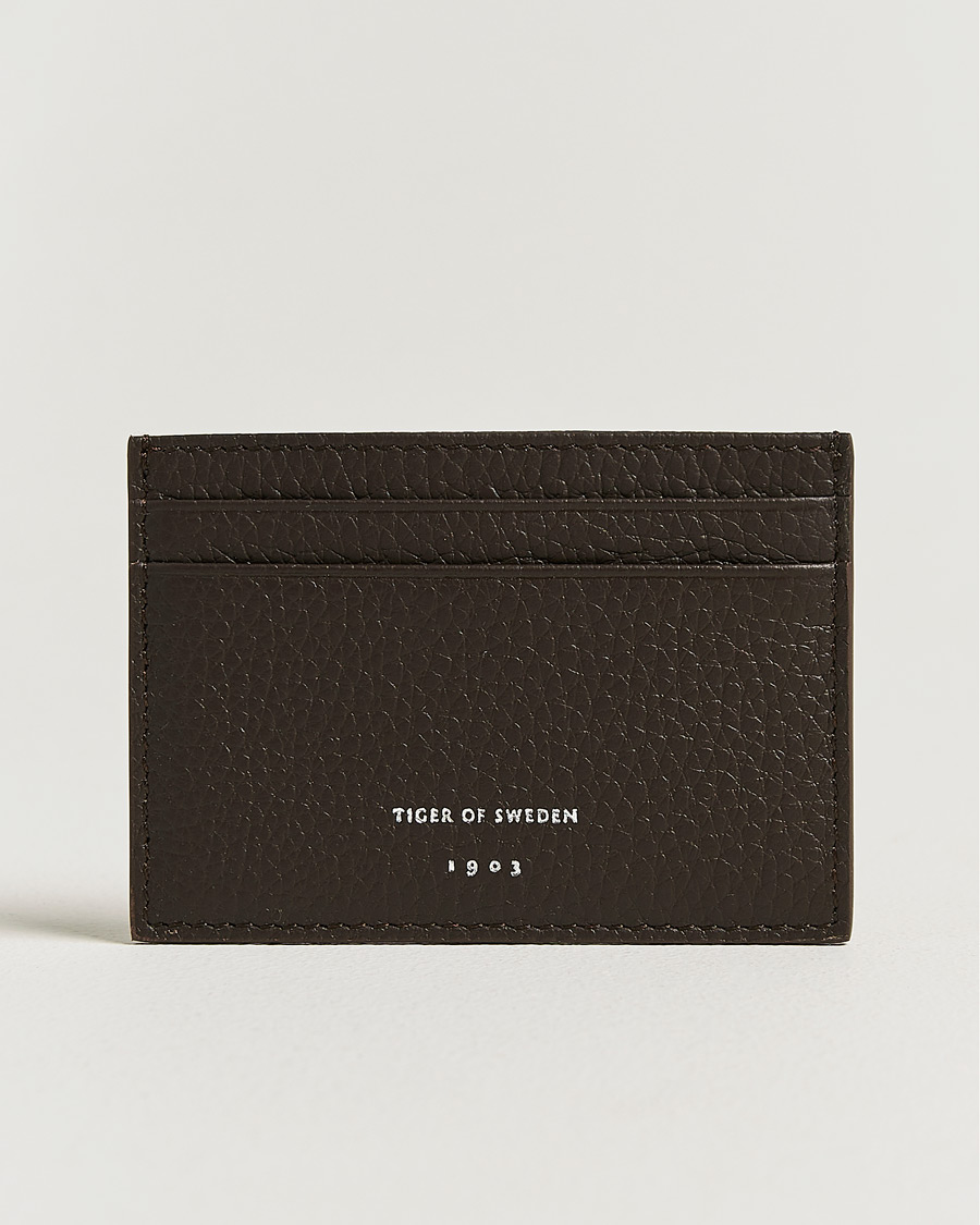 Uomini | Portafogli | Tiger of Sweden | Wharf Leather Card Holder Dark Brown