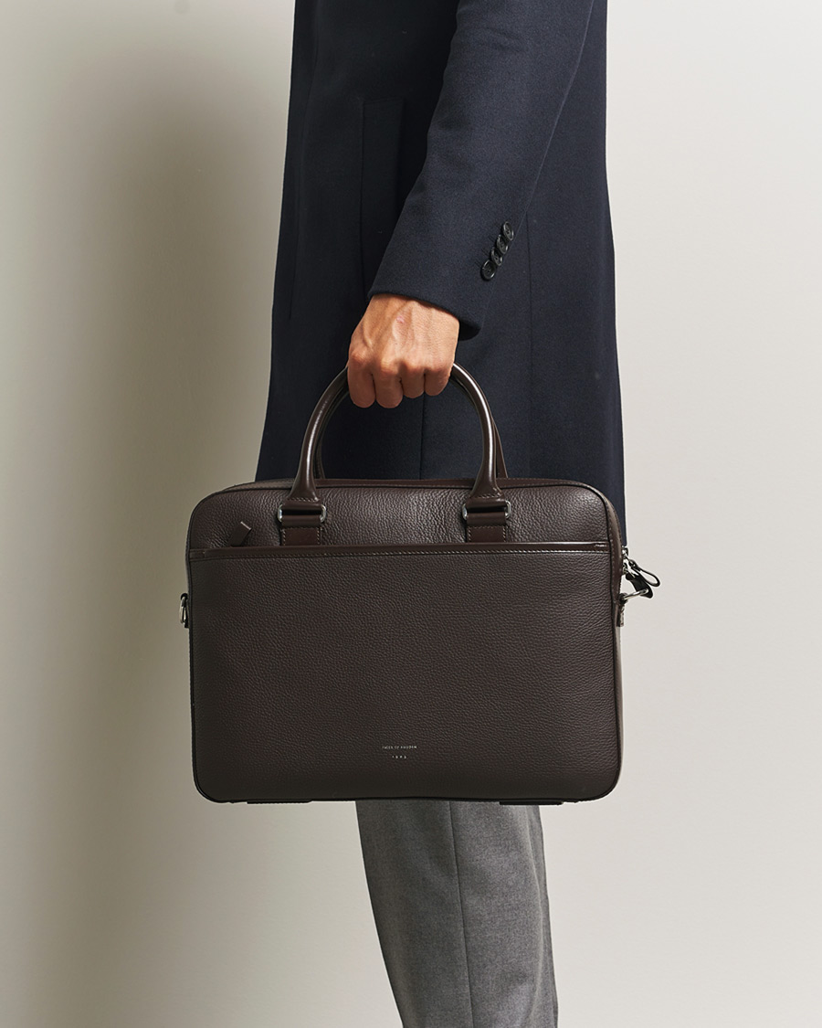 Uomini | Borse | Tiger of Sweden | Bosun Grained Leather Briefcase Dark Brown