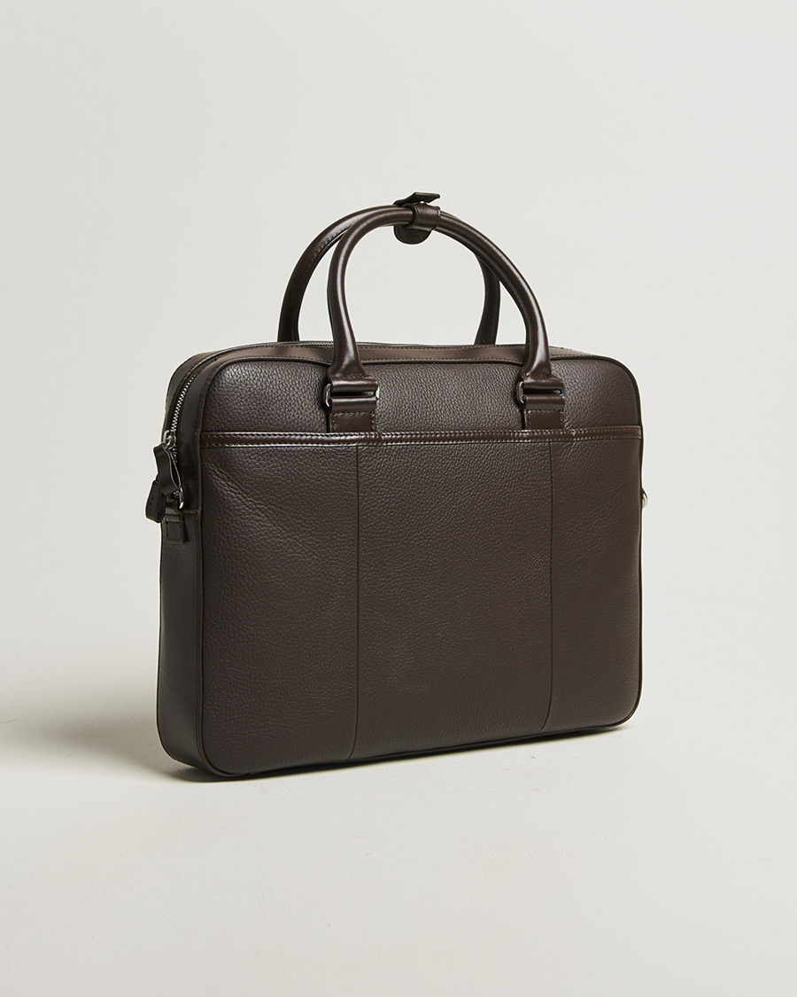Uomini | Borse | Tiger of Sweden | Bosun Grained Leather Briefcase Dark Brown