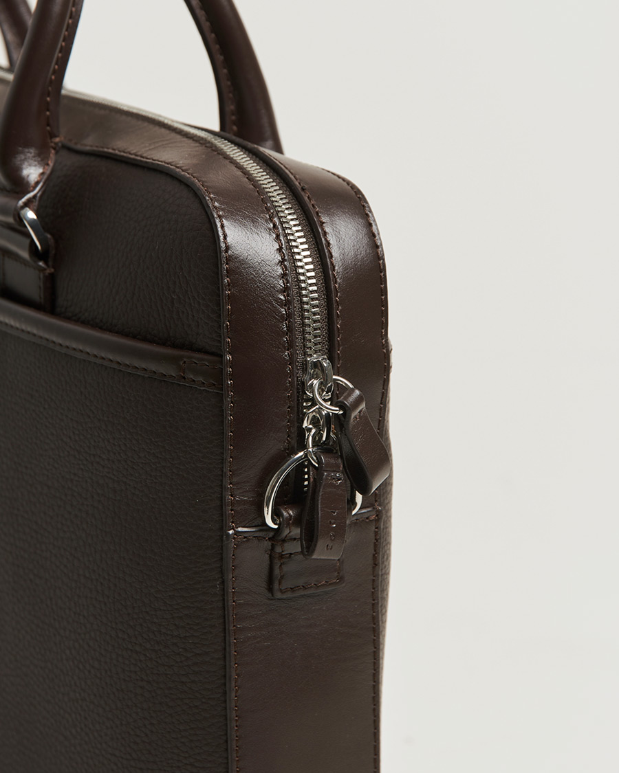 Uomini | Borse | Tiger of Sweden | Bosun Grained Leather Briefcase Dark Brown