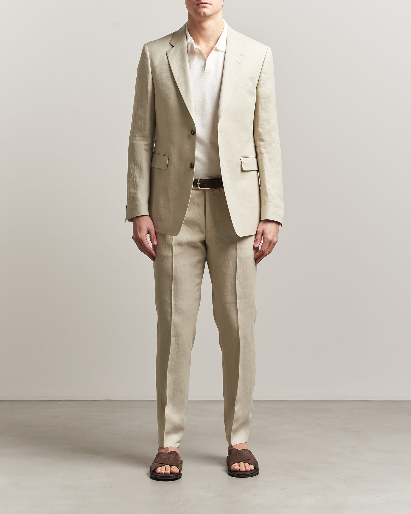 Uomini | Pantaloni | Tiger of Sweden | Tenuta Linen Suit Trousers Cream Sand