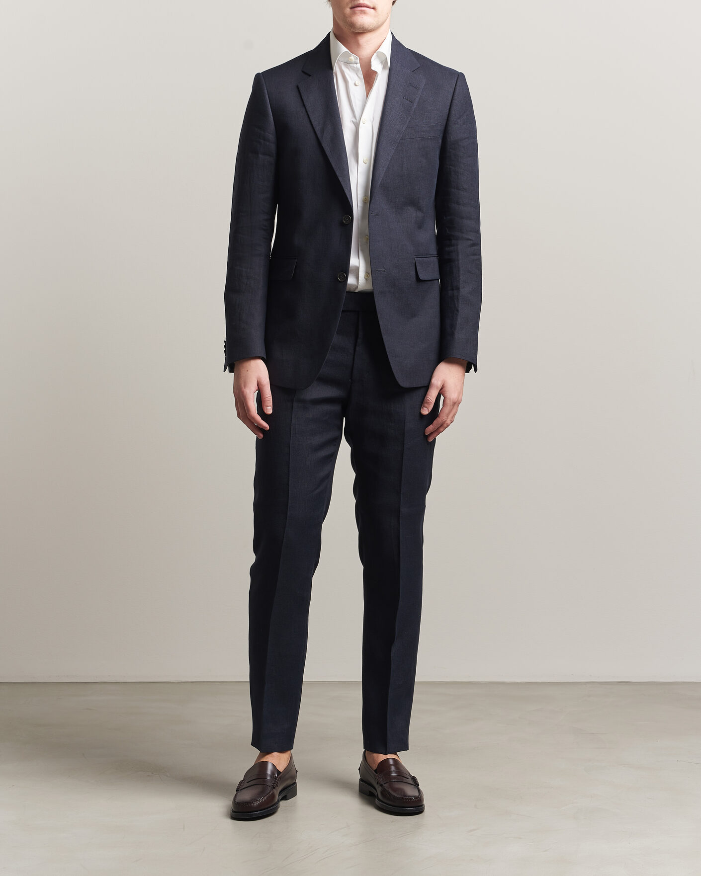 Uomini | Pantaloni | Tiger of Sweden | Tenuta Linen Suit Trousers Midnight Blue