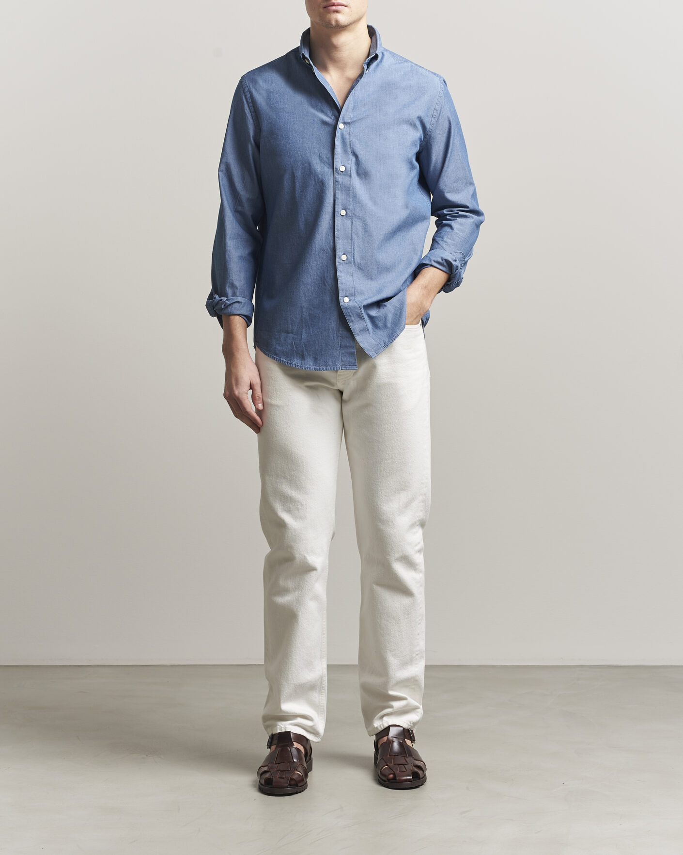 Uomini | Camicie | Tiger of Sweden | Bjorn Denim Shirt Bering Sea