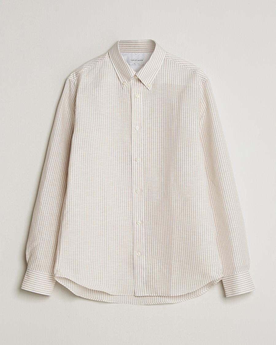 Uomini | Camicie | Tiger of Sweden | Bjorn Cotton/Linen Striped Shirt Tehina