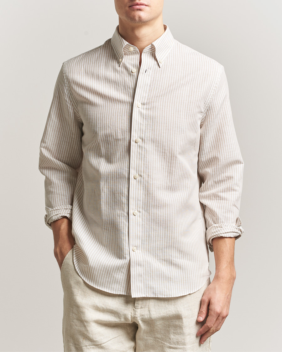 Uomini | Camicie | Tiger of Sweden | Bjorn Cotton/Linen Striped Shirt Tehina