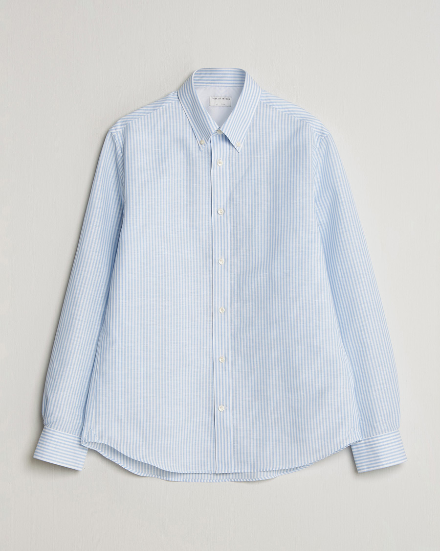 Uomini | Camicie | Tiger of Sweden | Bjorn Cotton/Linen Striped Shirt Heaven