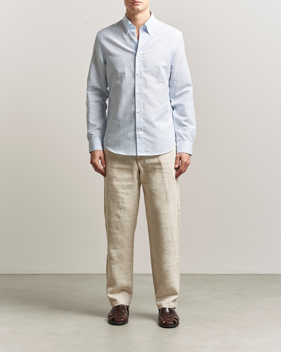 Uomini | Camicie | Tiger of Sweden | Bjorn Cotton/Linen Striped Shirt Heaven