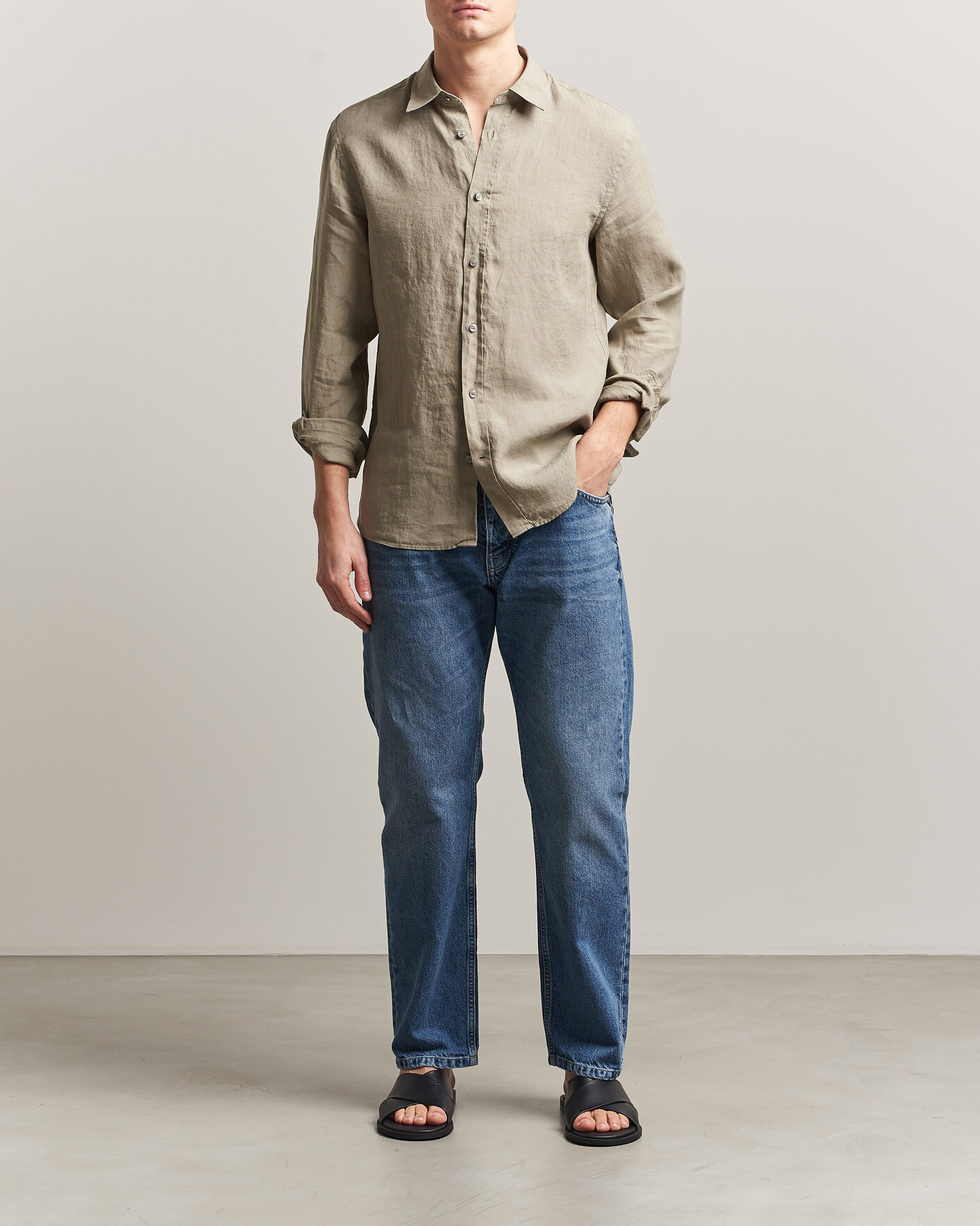 Uomini | Camicie | Tiger of Sweden | Spenser Linen Shirt Mole