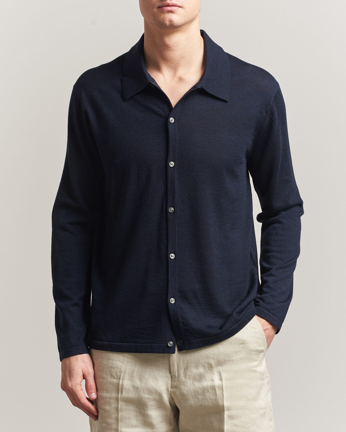 Uomini | Maglieria | Tiger of Sweden | Verklin Merino Knitted Cardigan Light Ink