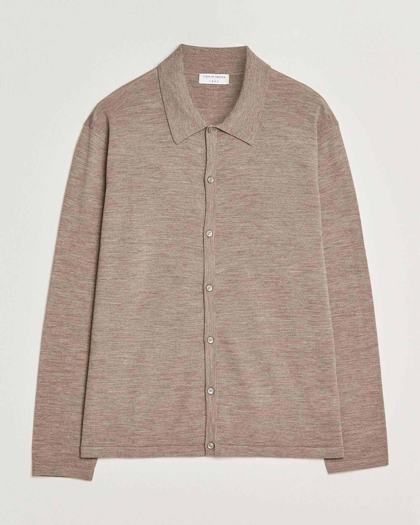 Uomini | Maglieria | Tiger of Sweden | Verklin Merino Knitted Cardigan Beige Melange