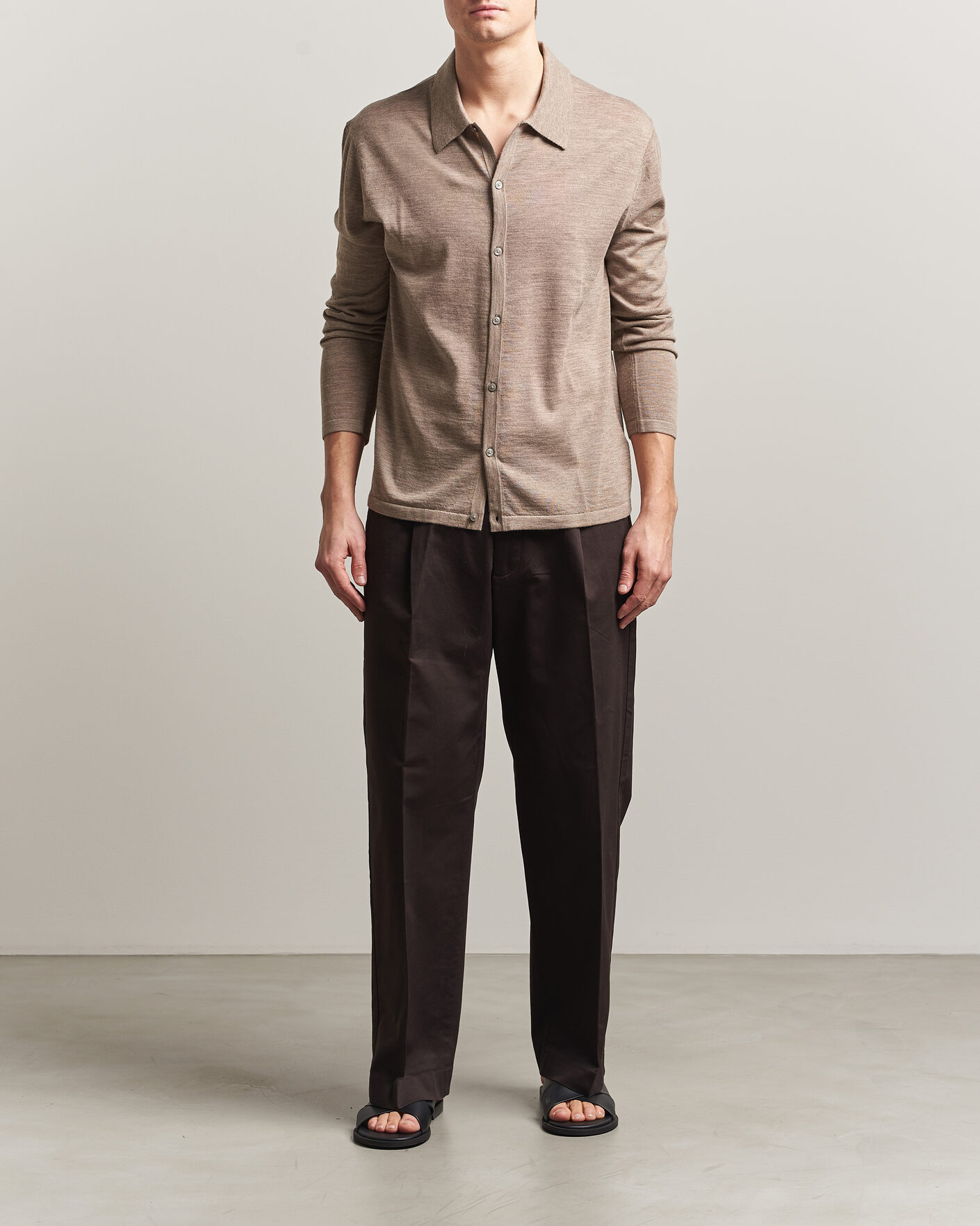 Uomini | Maglieria | Tiger of Sweden | Verklin Merino Knitted Cardigan Beige Melange