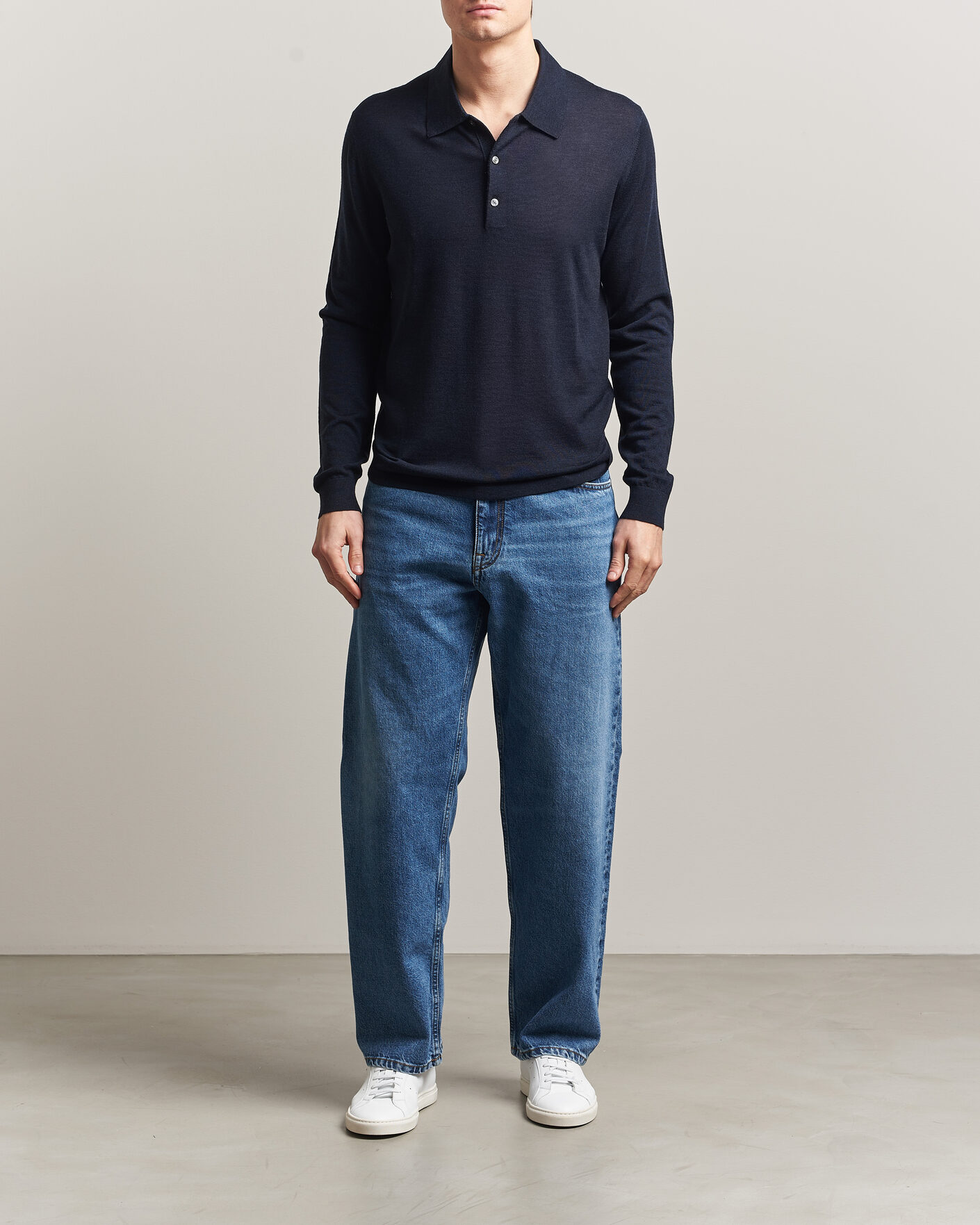 Uomini | Maglieria | Tiger of Sweden | Eross Merino Knitted Polo Light Ink