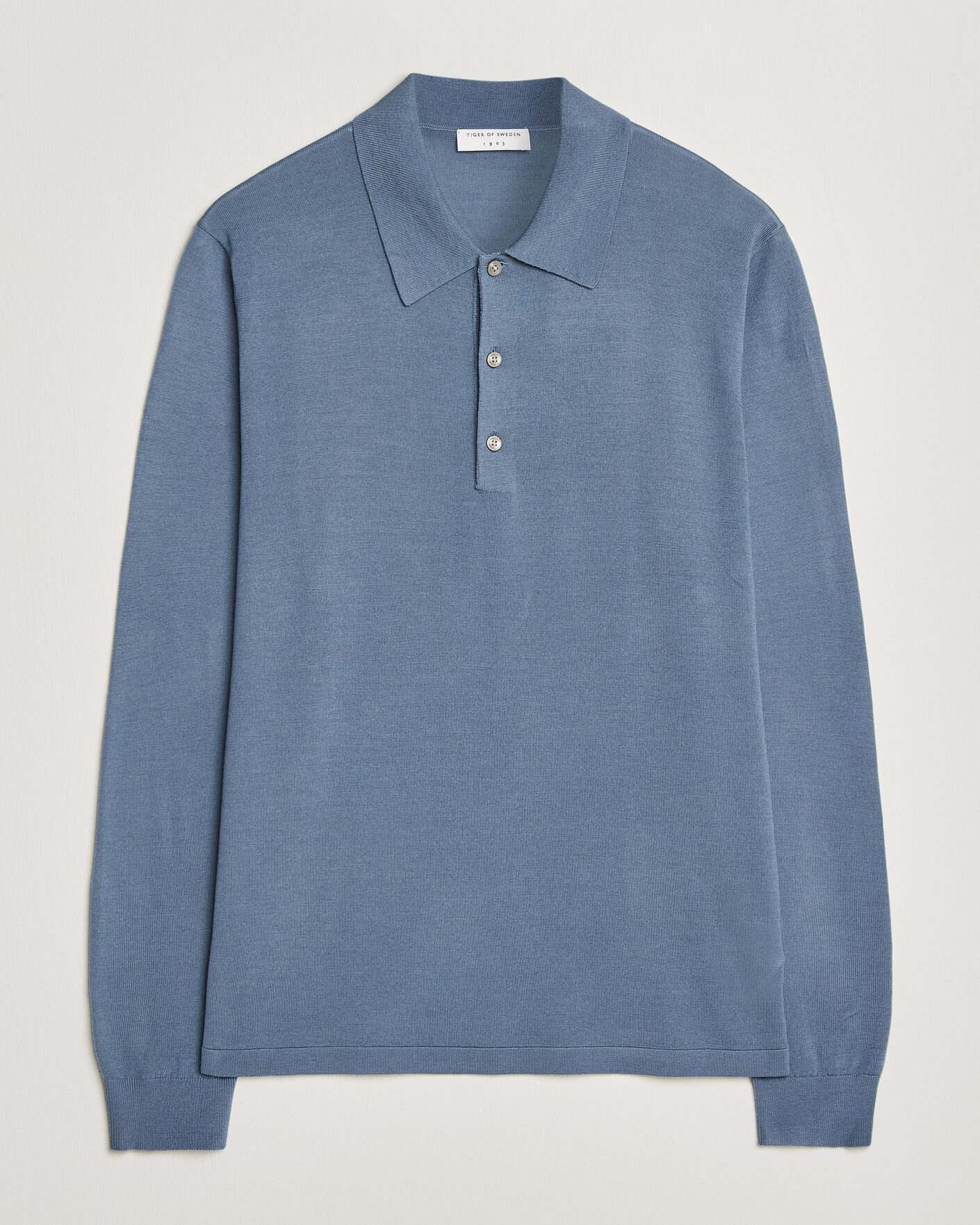 Uomini | Maglieria | Tiger of Sweden | Eross Merino Knitted Polo Dull Blue