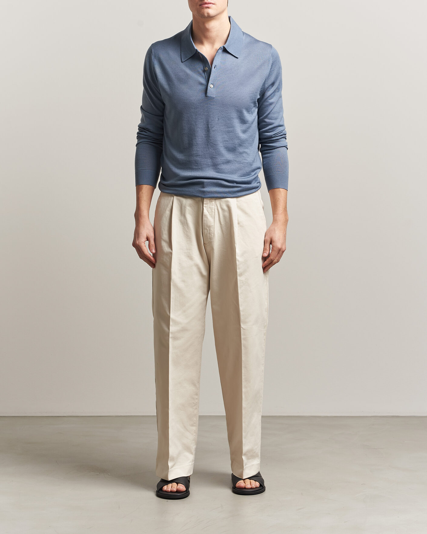 Uomini | Maglieria | Tiger of Sweden | Eross Merino Knitted Polo Dull Blue
