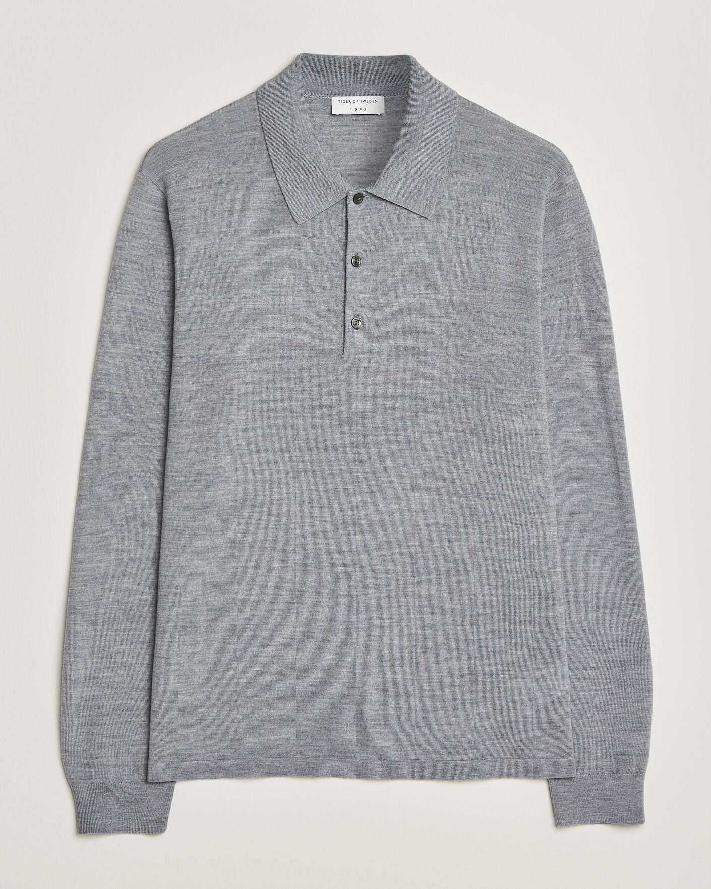 Uomini | Maglieria | Tiger of Sweden | Eross Merino Knitted Polo Grey Melange