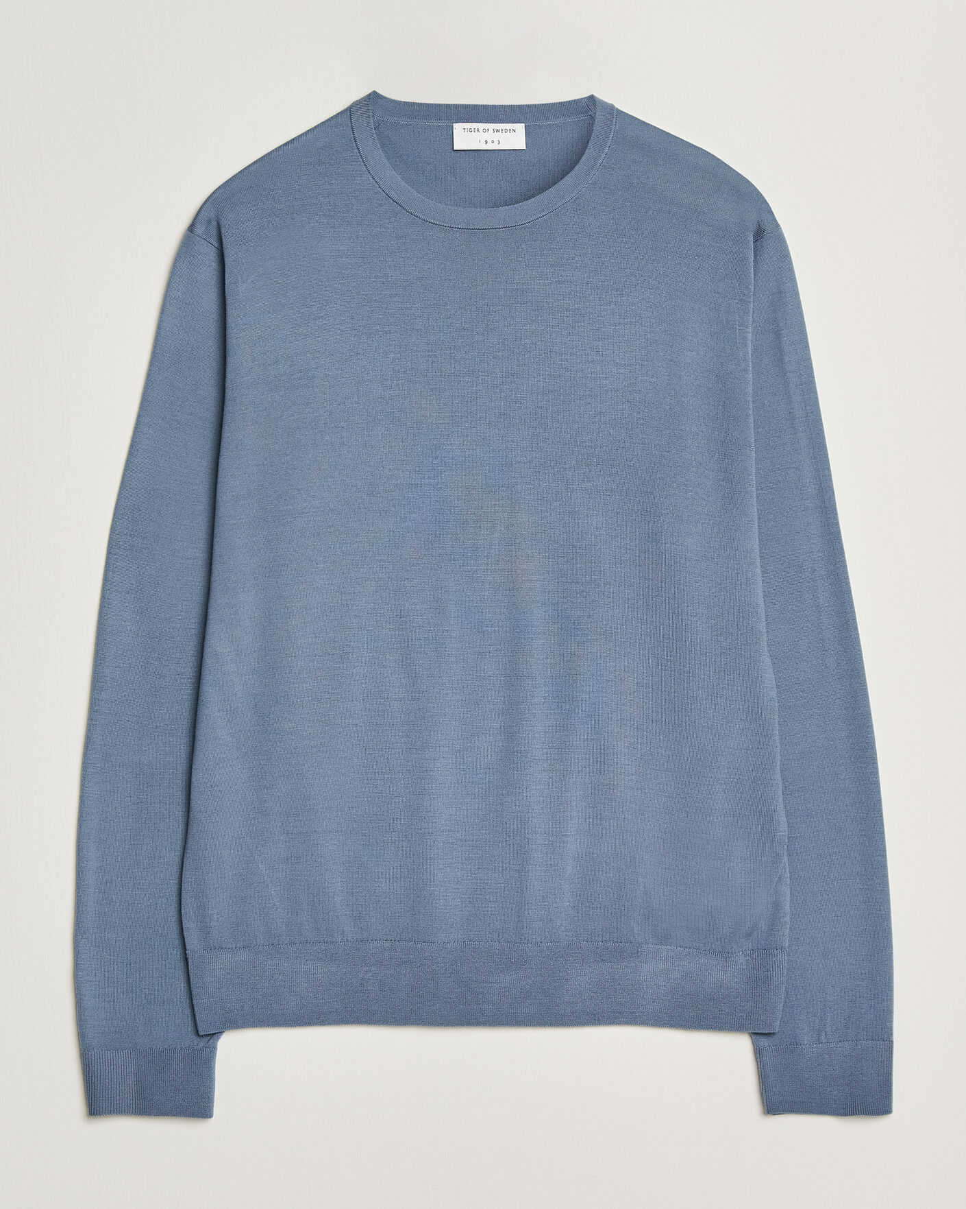 Uomini | Maglieria | Tiger of Sweden | Connor Merino Knitted Crew Neck Dull Blue