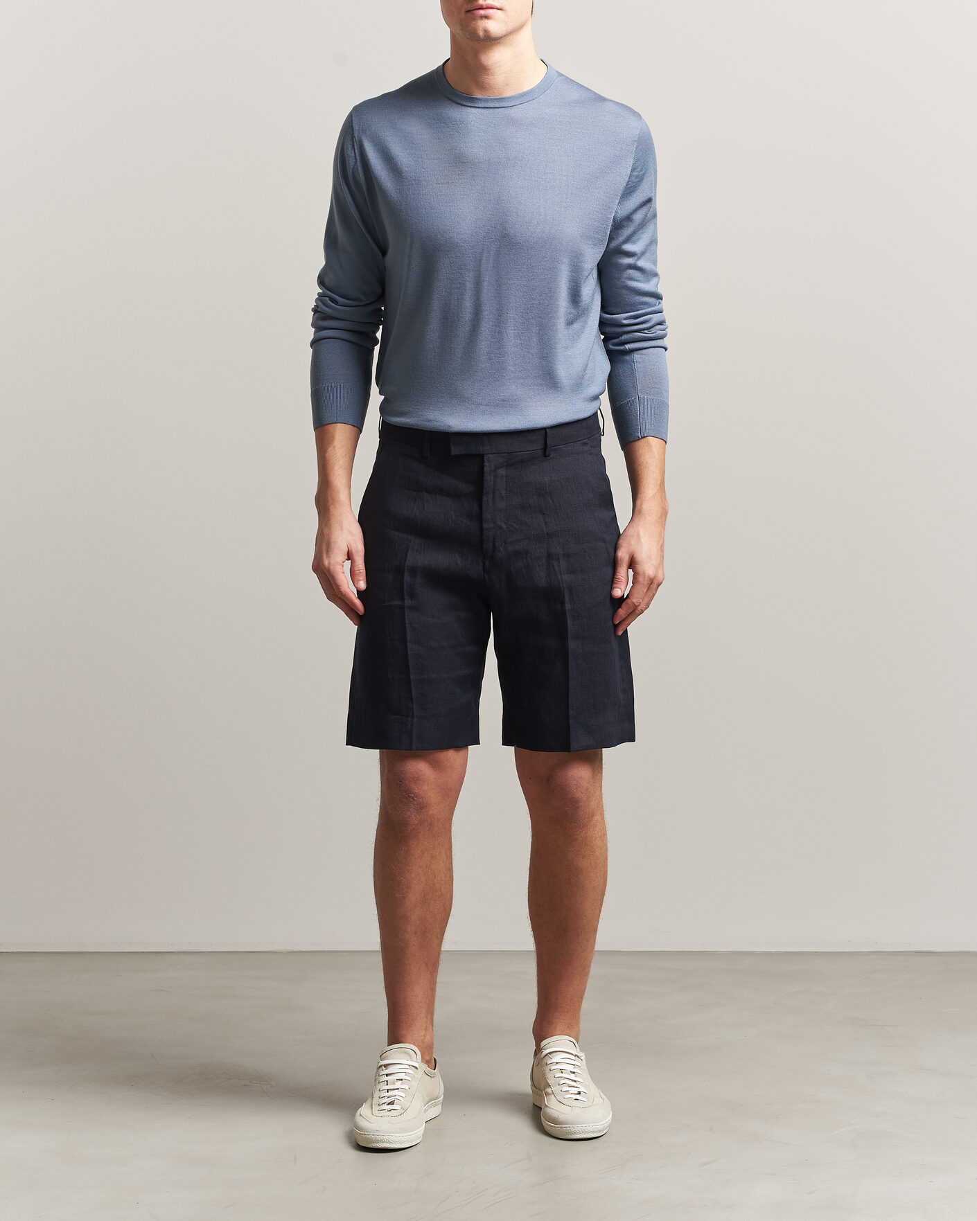 Uomini | Maglieria | Tiger of Sweden | Connor Merino Knitted Crew Neck Dull Blue