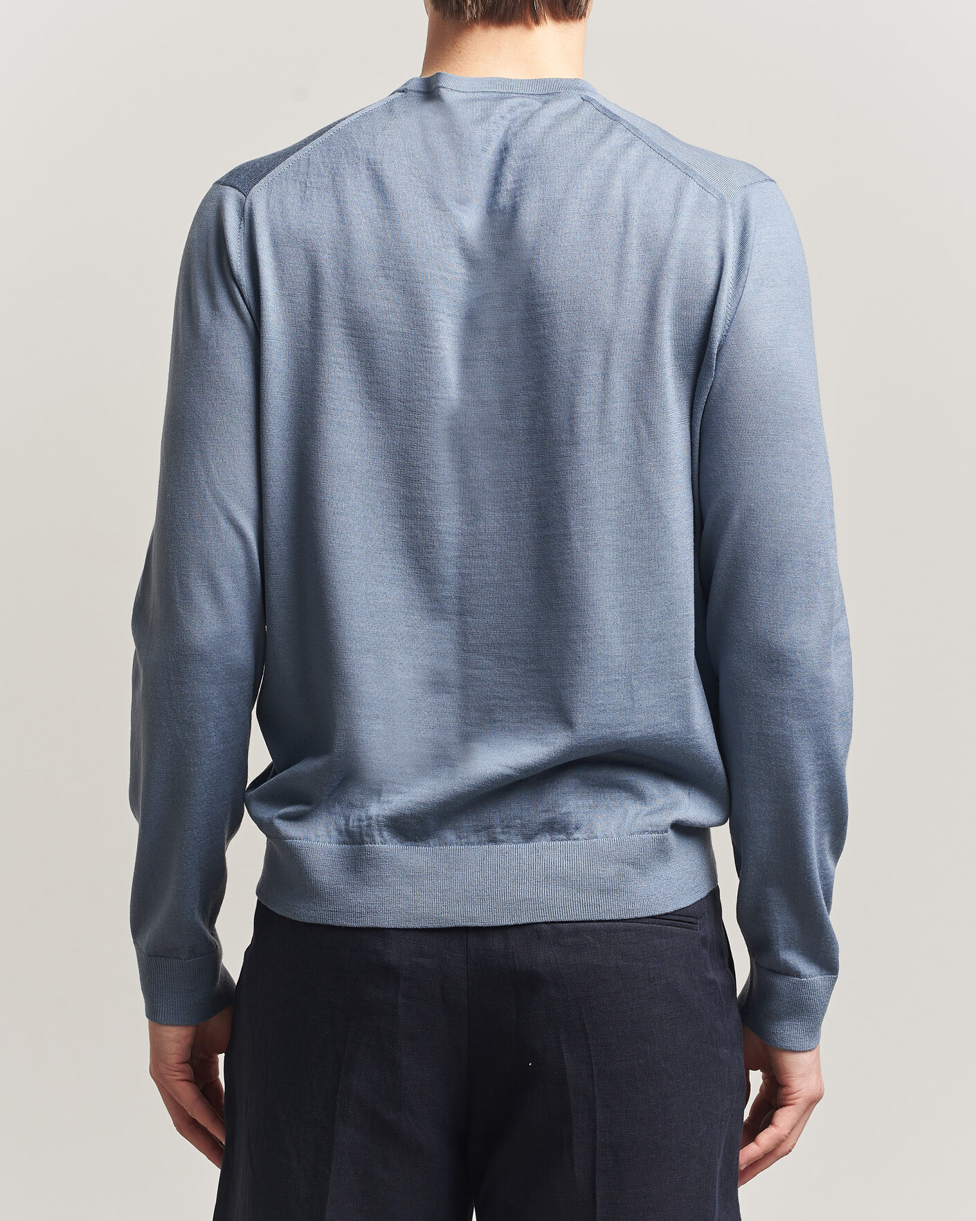 Uomini | Maglieria | Tiger of Sweden | Connor Merino Knitted Crew Neck Dull Blue