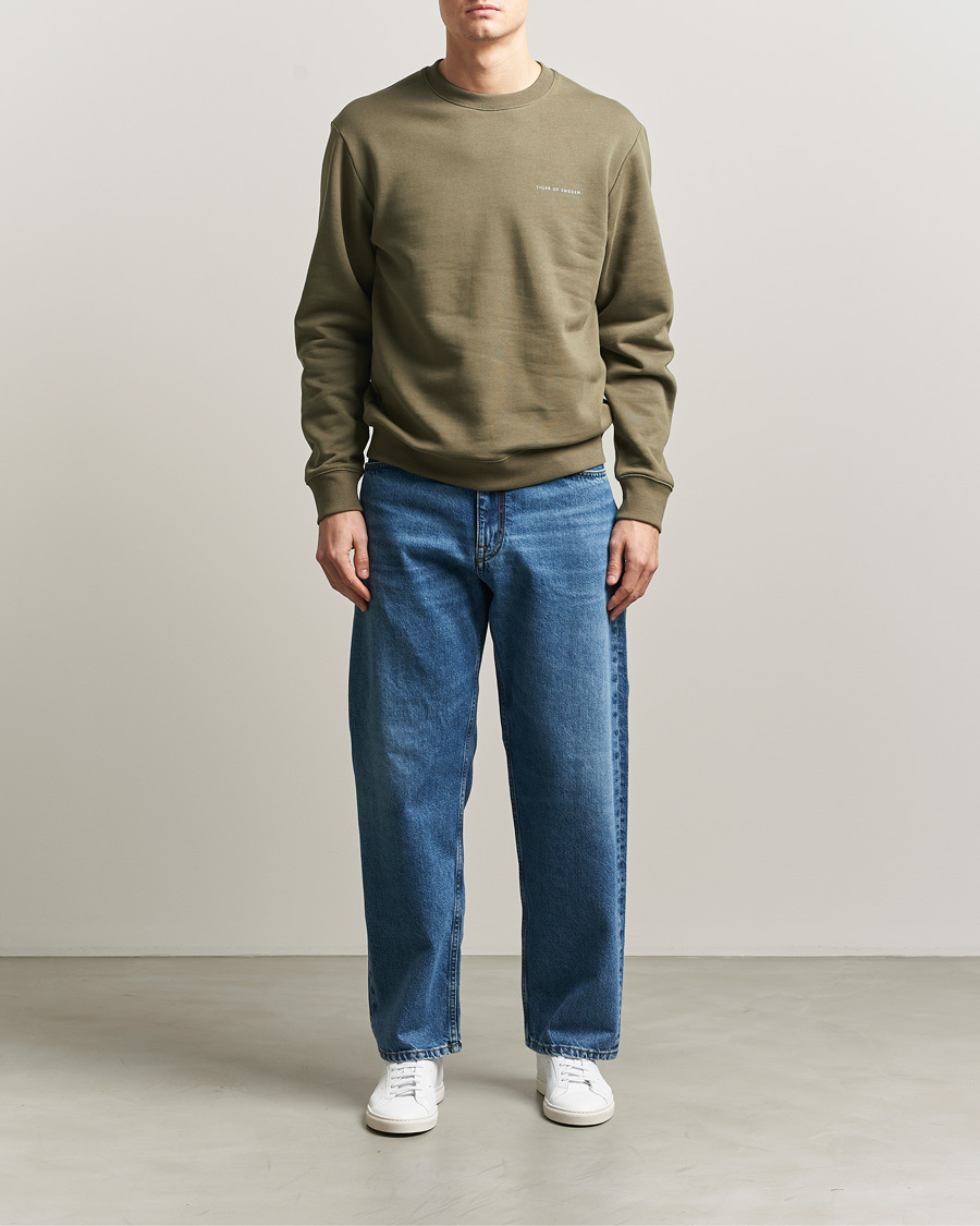 Uomini | Maglieria | Tiger of Sweden | Emerson Crew Neck Sweatshirt October Sage